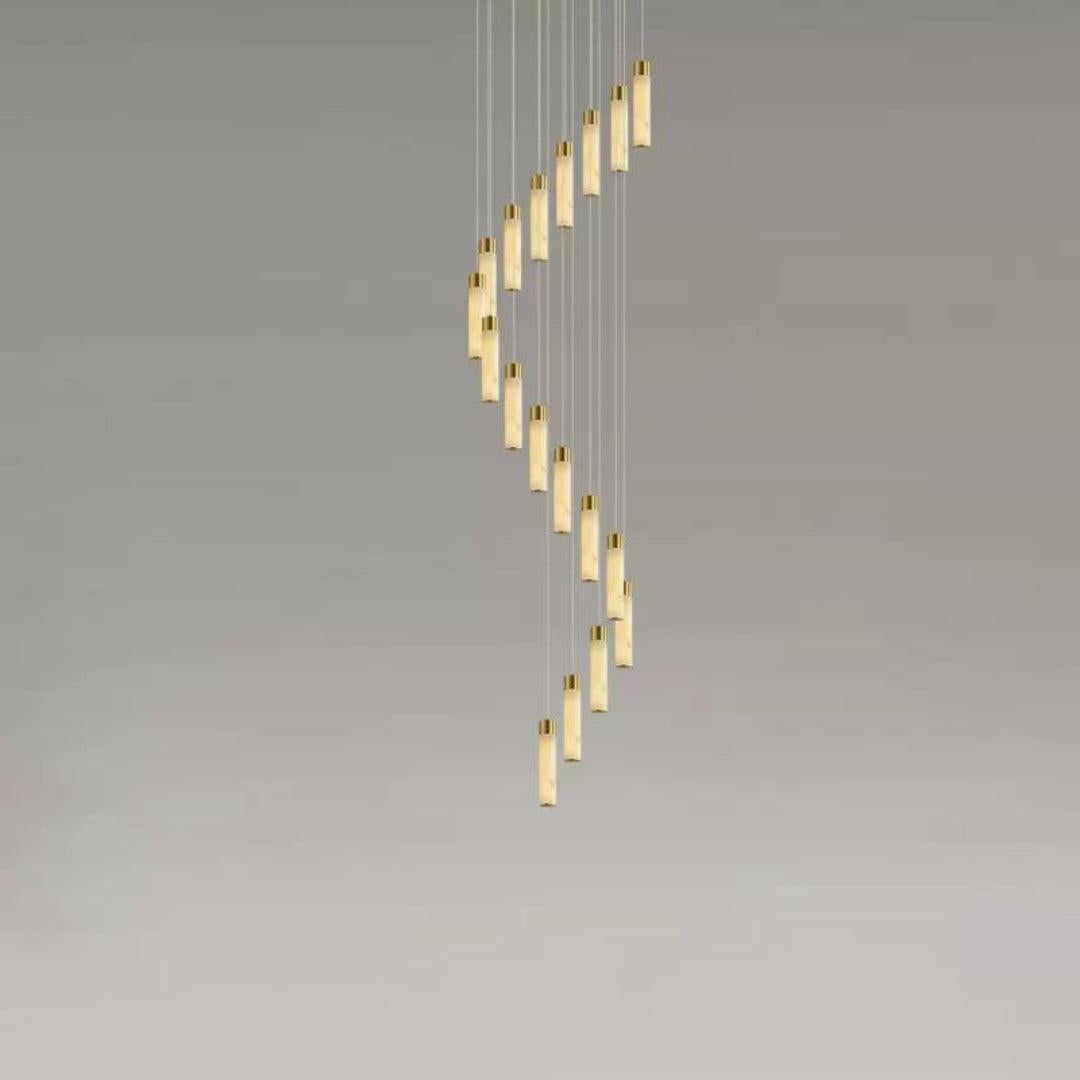 Celestial Alabaster Cascade Gold Chandelier with Integrated LED