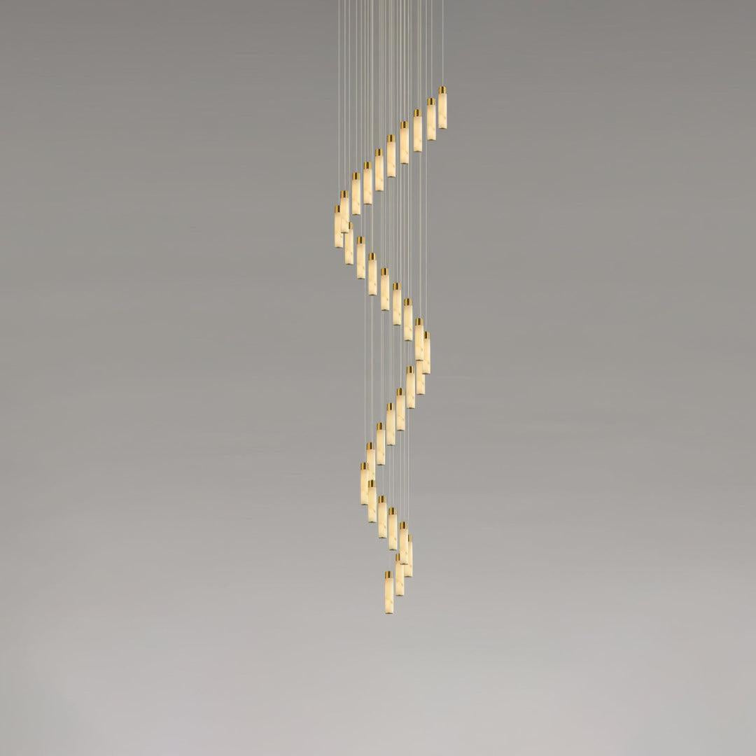 Celestial Alabaster Cascade Gold Chandelier with Integrated LED