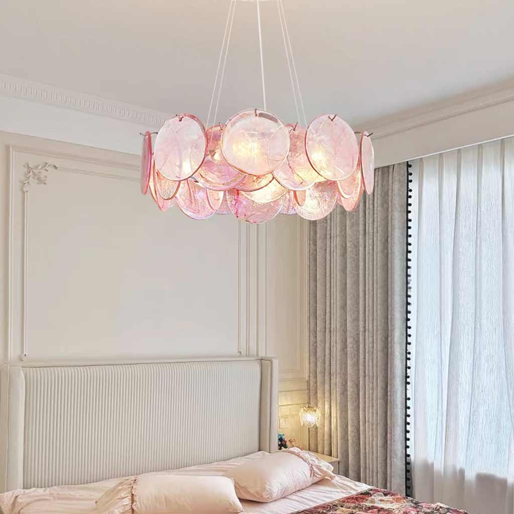 Murano Swirl Glass Disc Chandelier