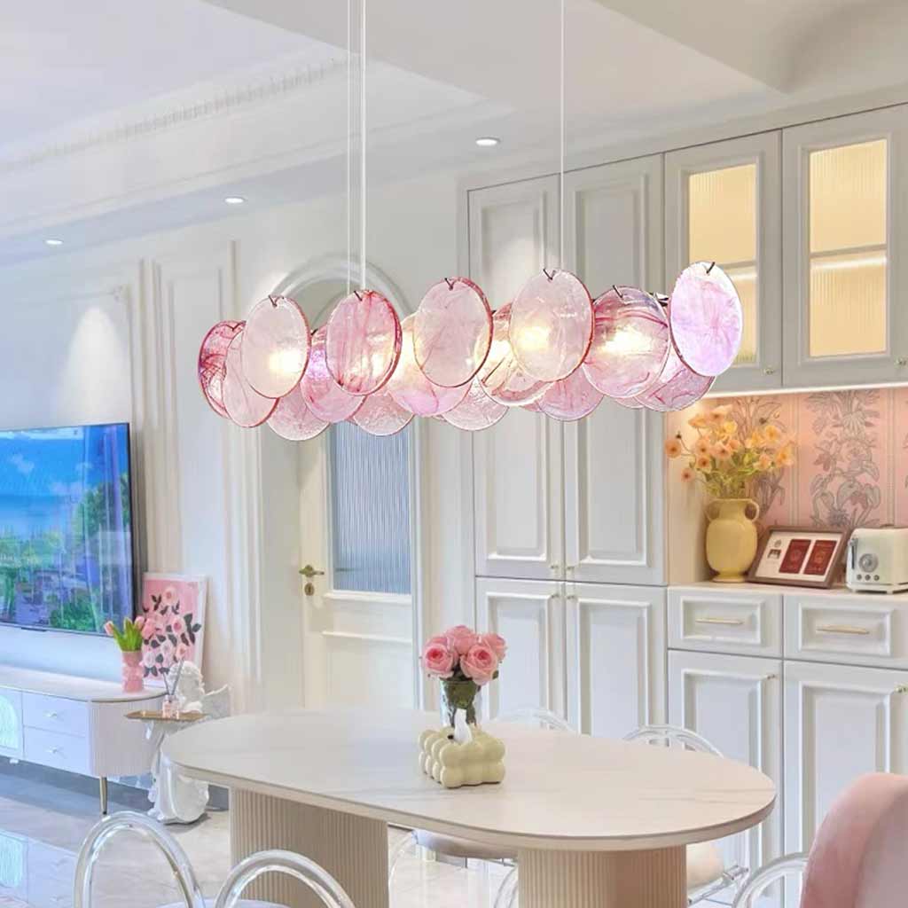 Murano Swirl Glass Disc Chandelier