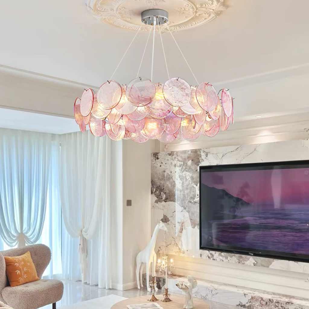 Murano Swirl Glass Disc Chandelier