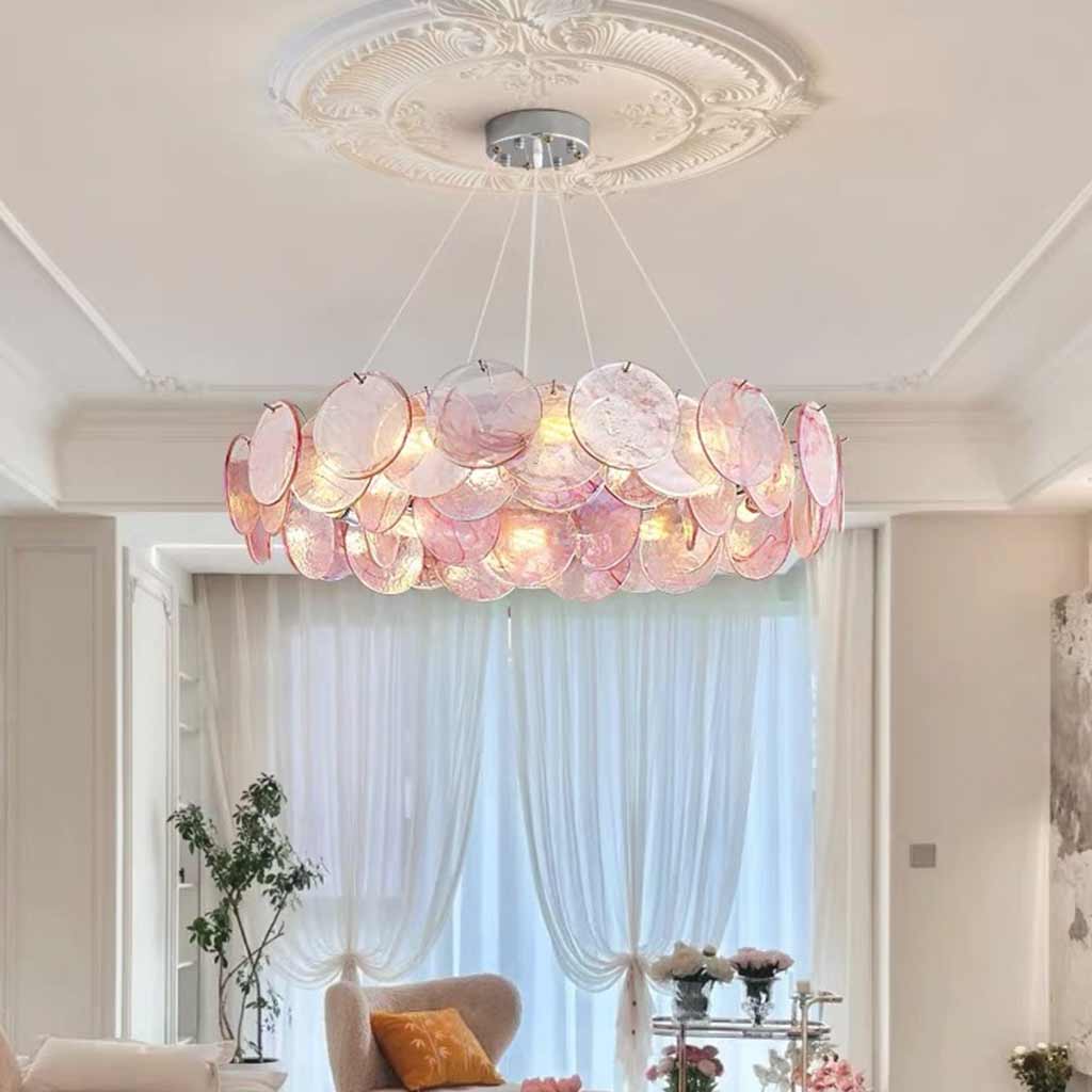 Murano Swirl Glass Disc Chandelier