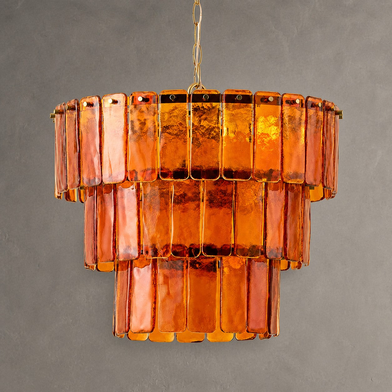 Chandelier Tiered Amber Glass