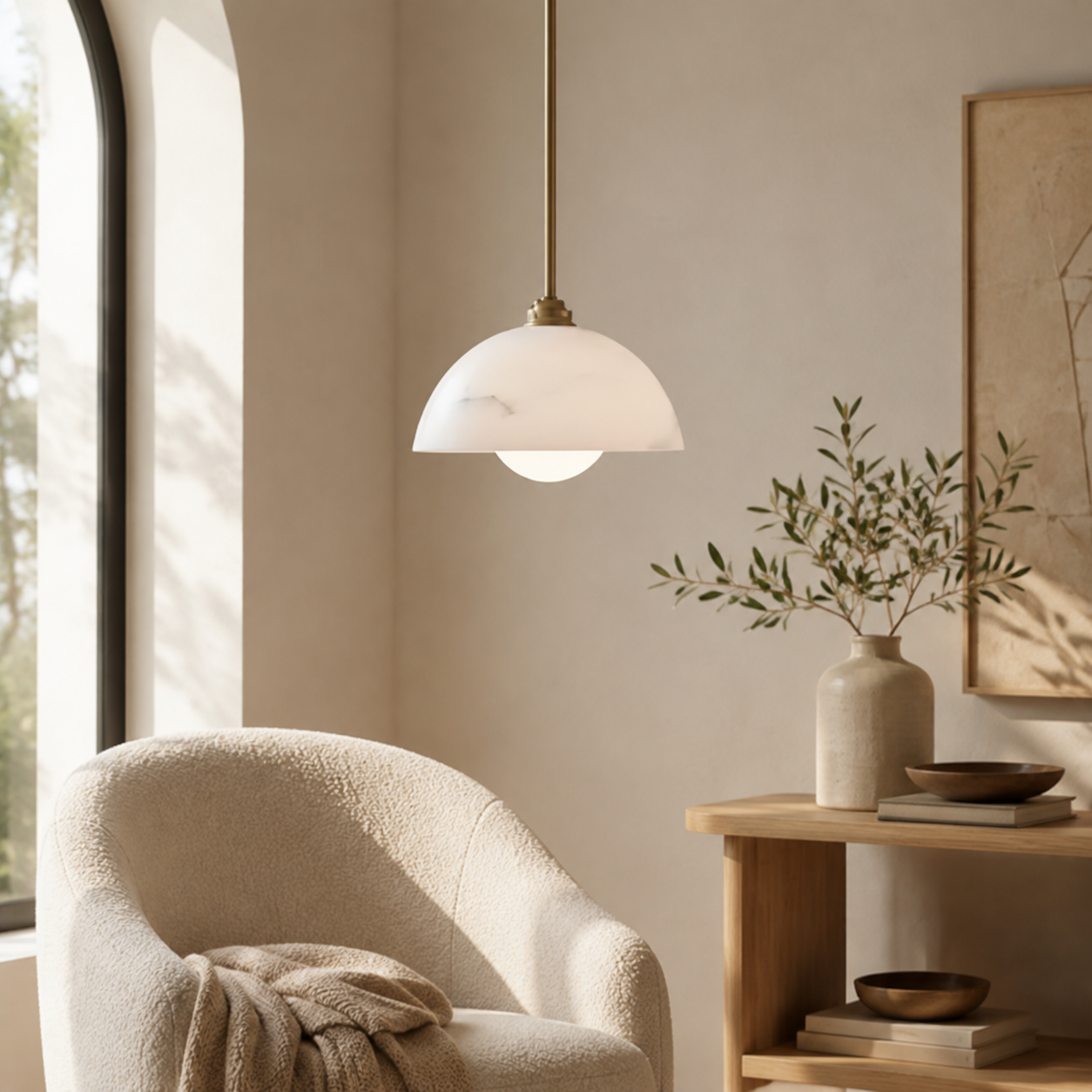 Pendant Light Dome Marble