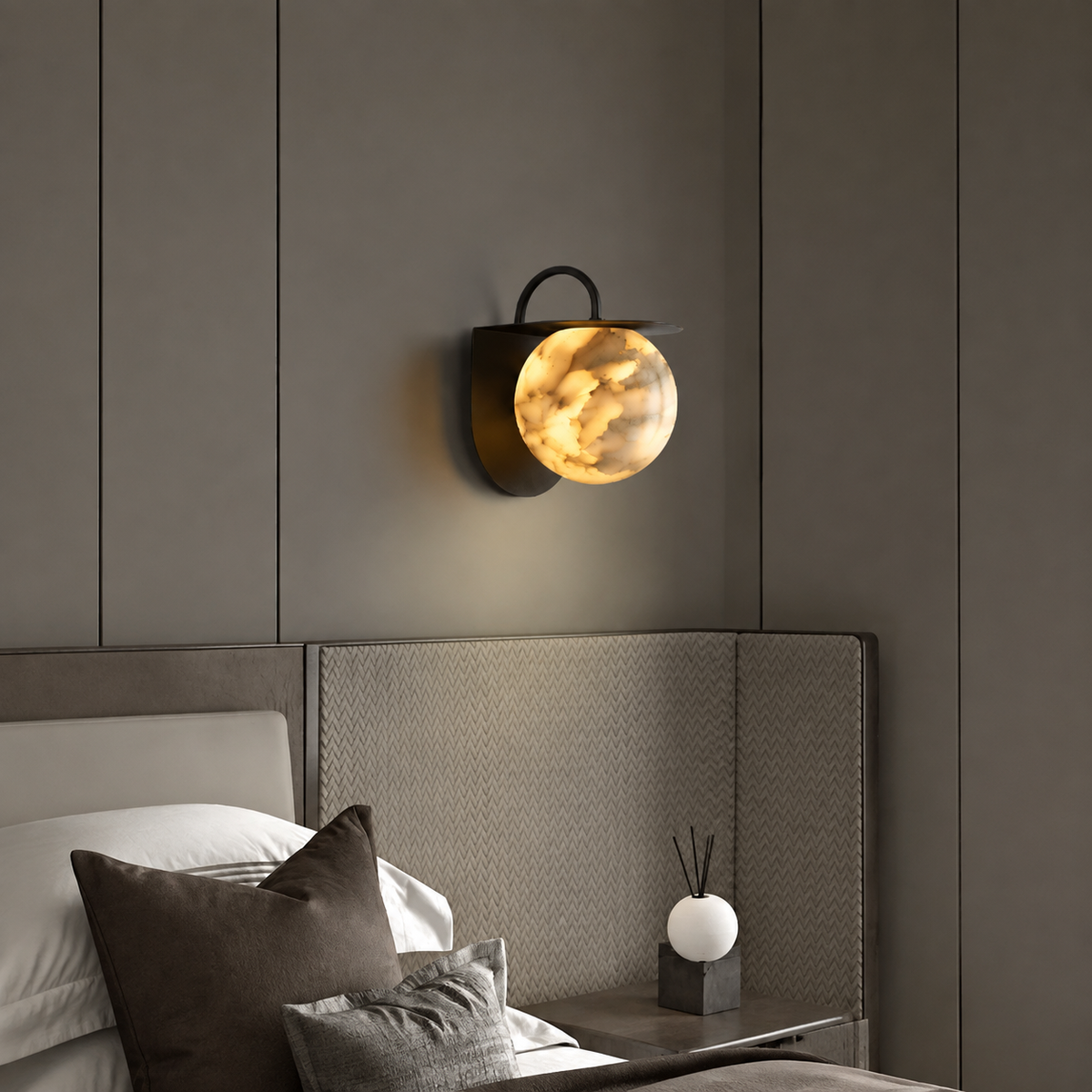 Novera Living Room Wall Sconce Spanish Alabaster Contemporary