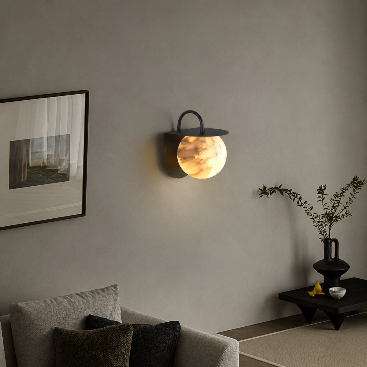 Novera Living Room Wall Sconce Spanish Alabaster Contemporary