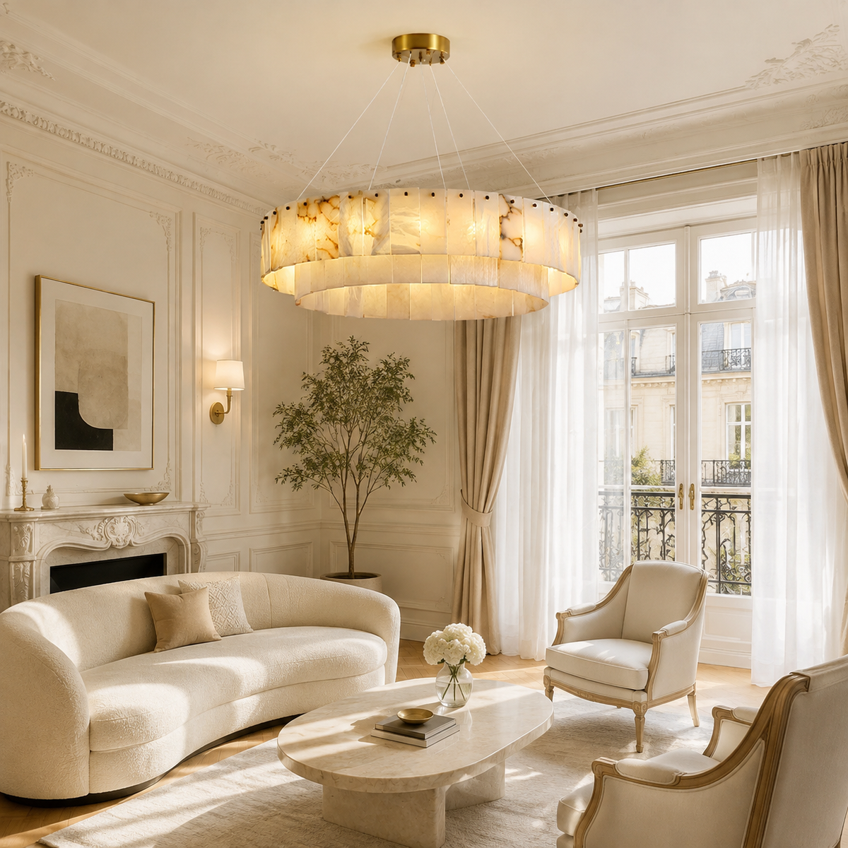 Solenne Dining Room Chandelier Spanish Alabaster Tiered Style