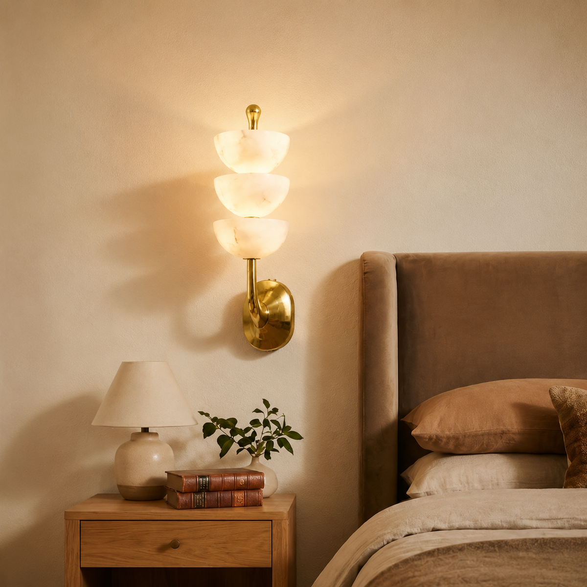 Calista Living Room Wall Sconce Spanish Alabaster Mid-Century Modern