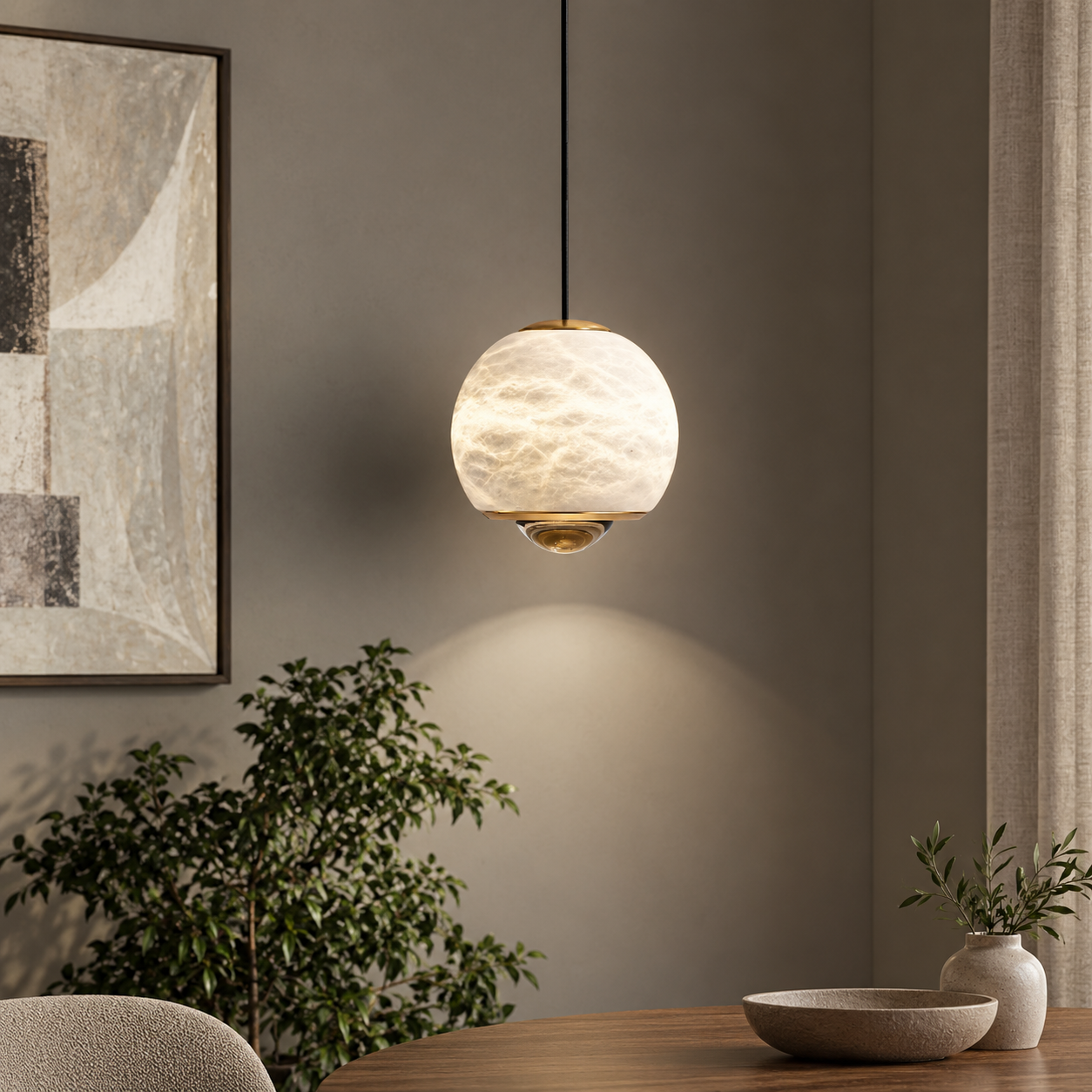 Orbelle Bedroom Pendant Light Alabaster Globe Modern