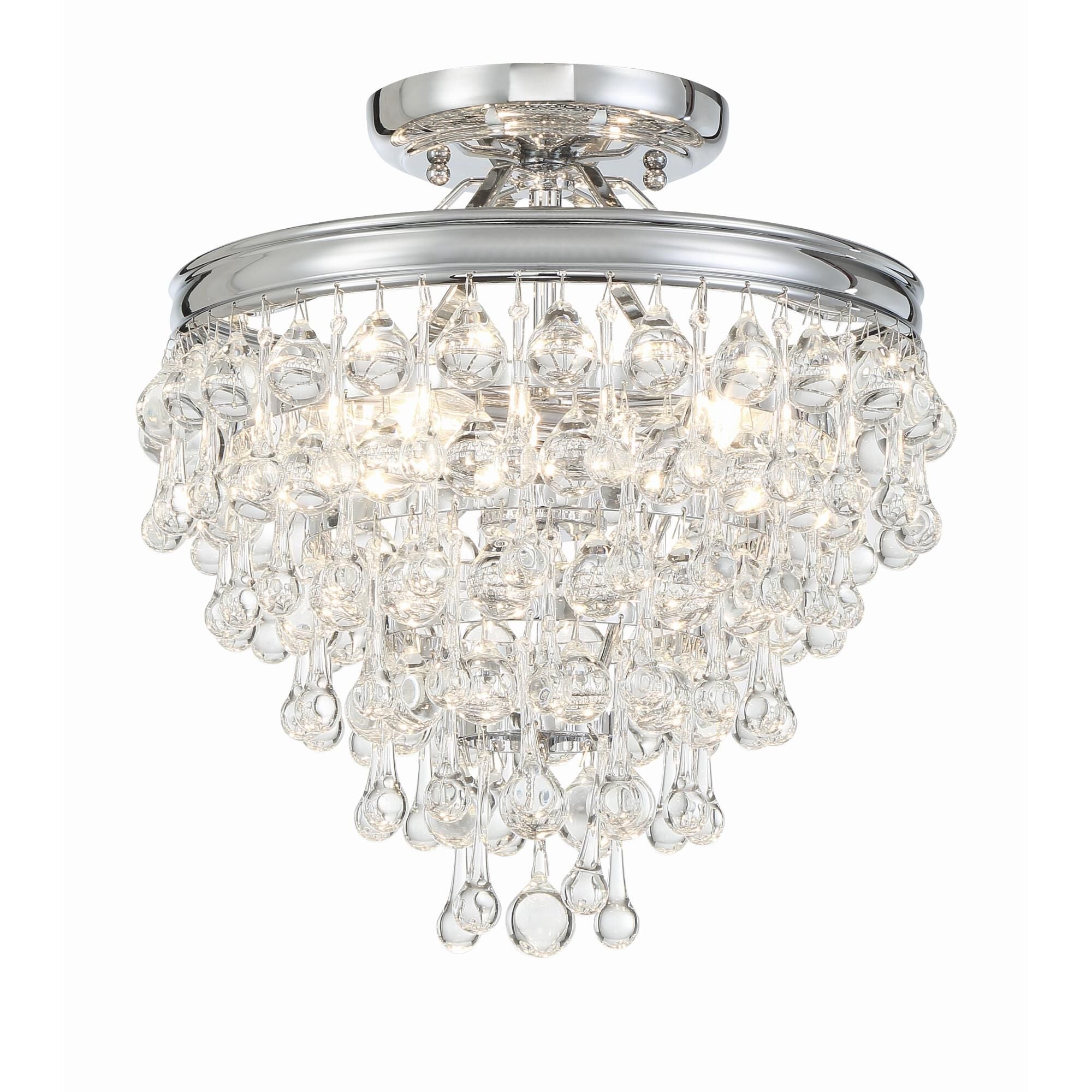 Calypso 13-Inch 3-Light Semi-Flush Mount - Elegant Crystal Lighting