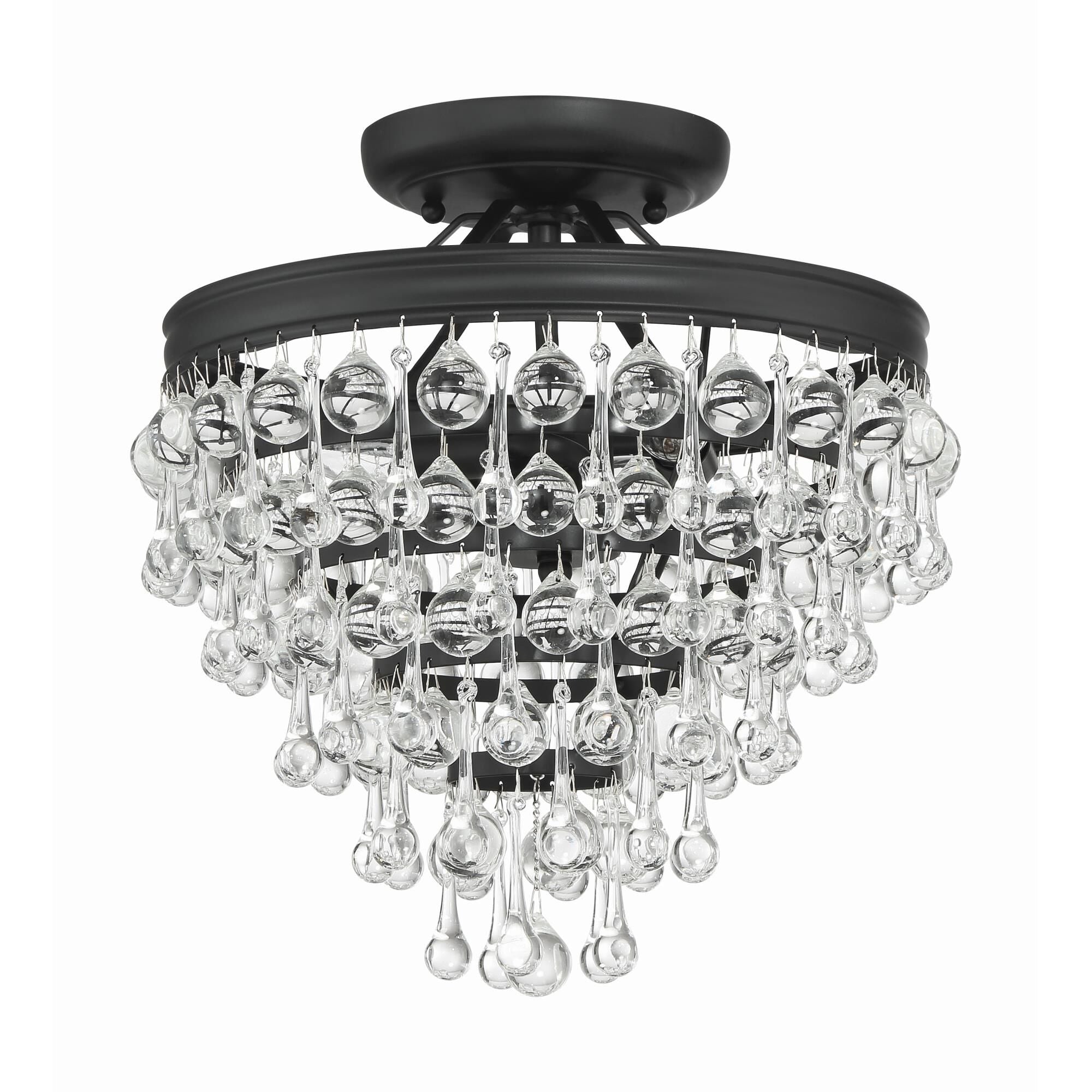 Calypso 13-Inch 3-Light Semi-Flush Mount - Elegant Crystal Lighting
