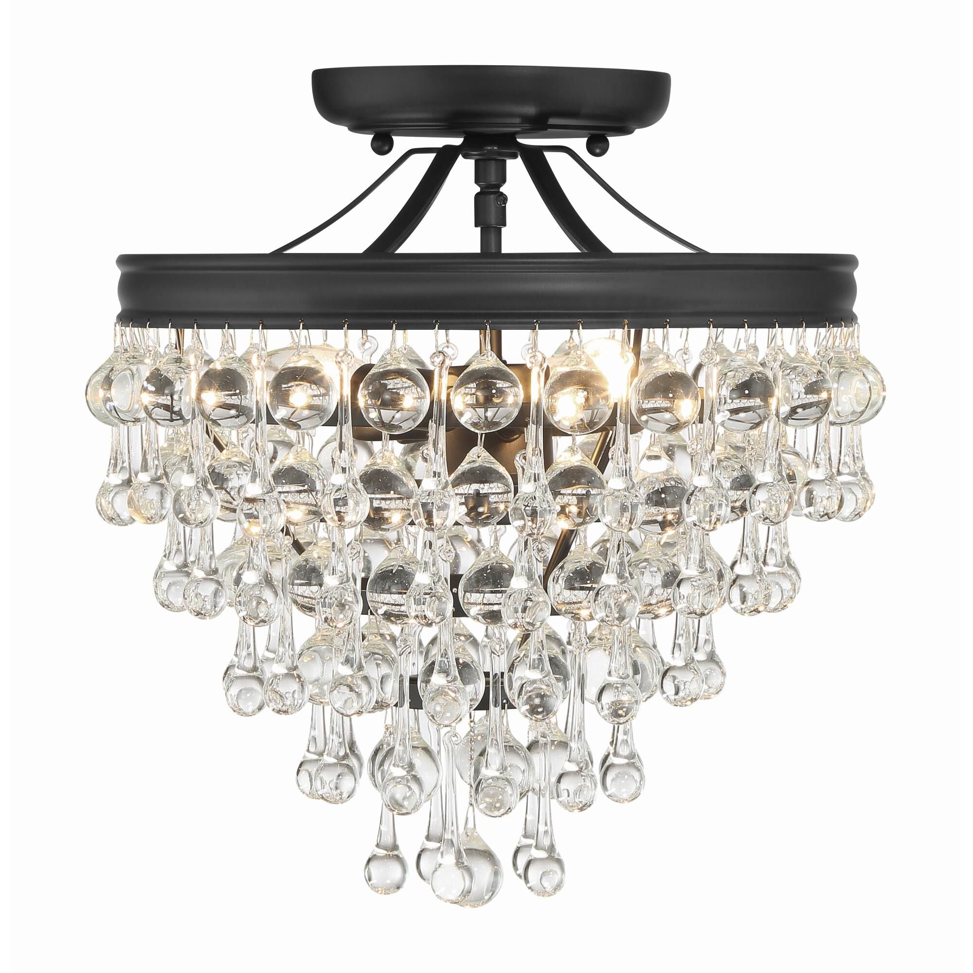 Calypso 13-Inch 3-Light Semi-Flush Mount - Elegant Crystal Lighting
