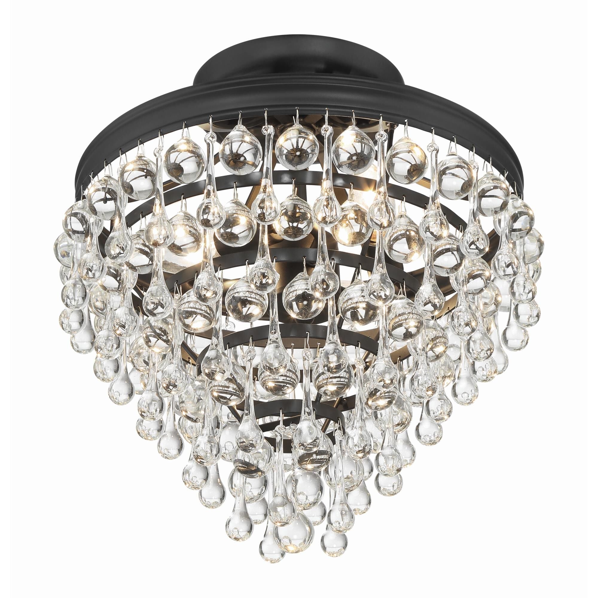 Calypso 13-Inch 3-Light Semi-Flush Mount - Elegant Crystal Lighting