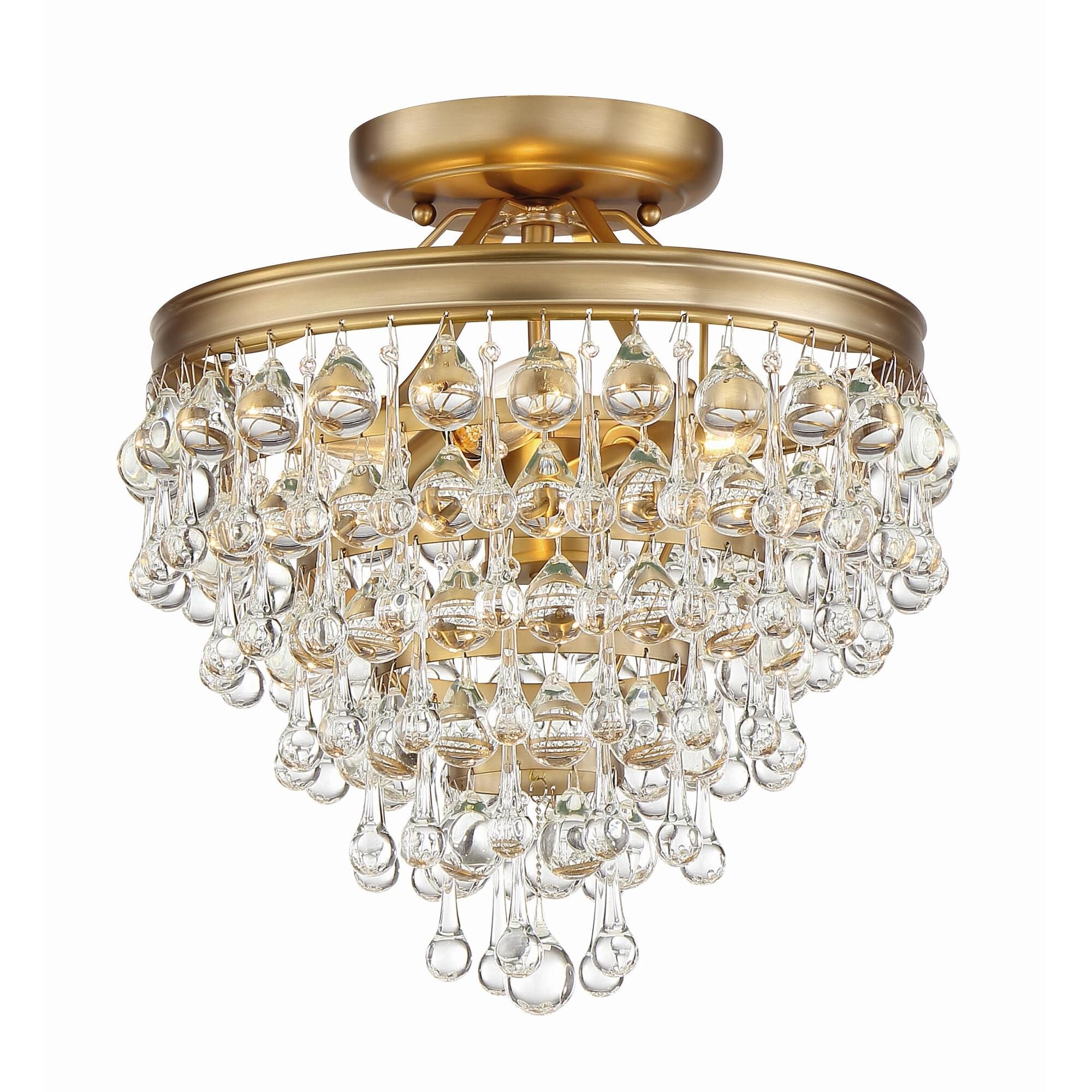 Calypso 13-Inch 3-Light Semi-Flush Mount - Elegant Crystal Lighting