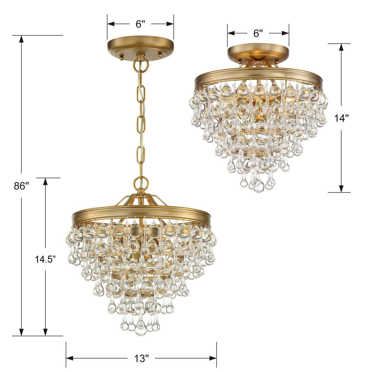Calypso 13 Inch 3 Light Mini Chandelier by Crystorama