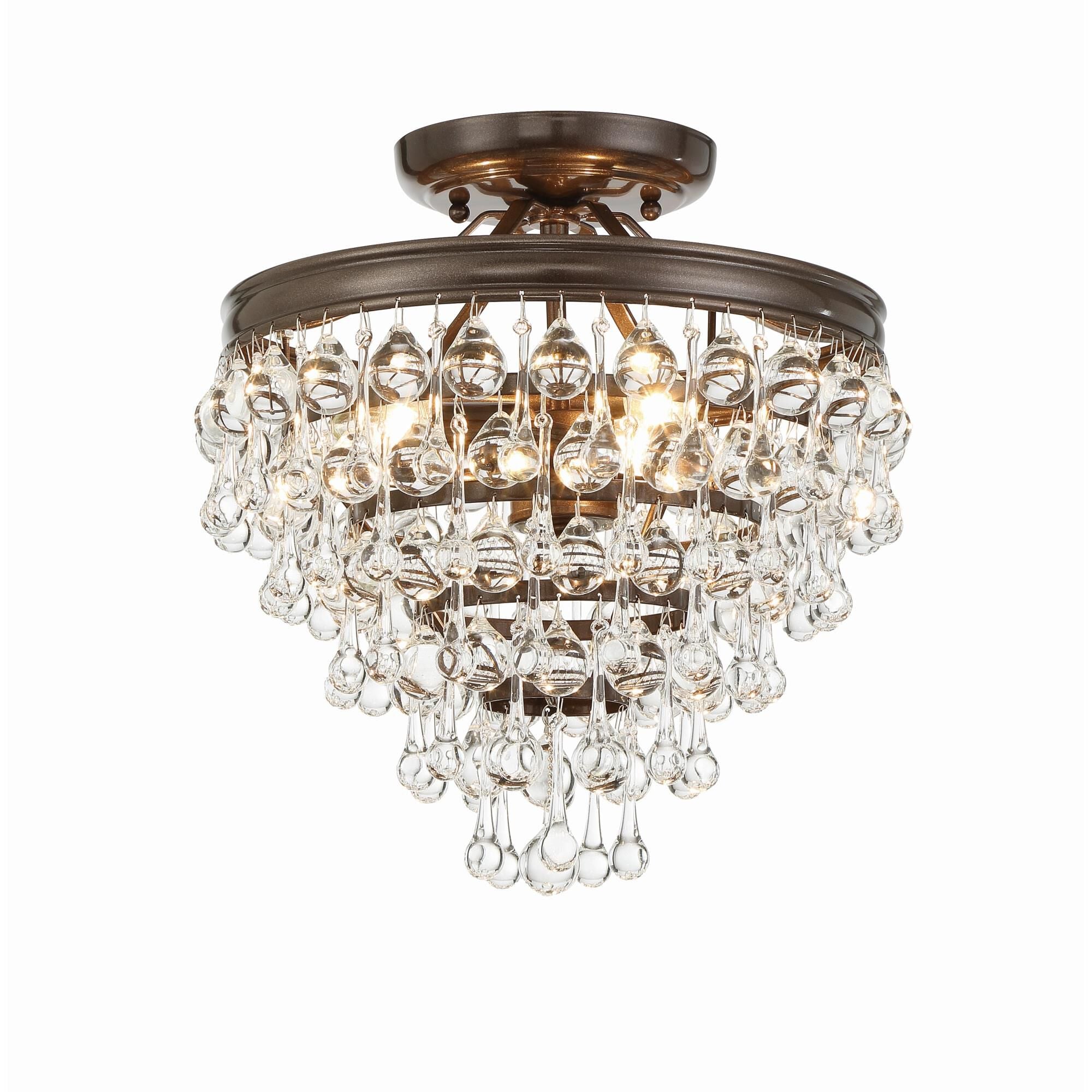 Calypso 13-Inch 3-Light Semi-Flush Mount - Elegant Crystal Lighting