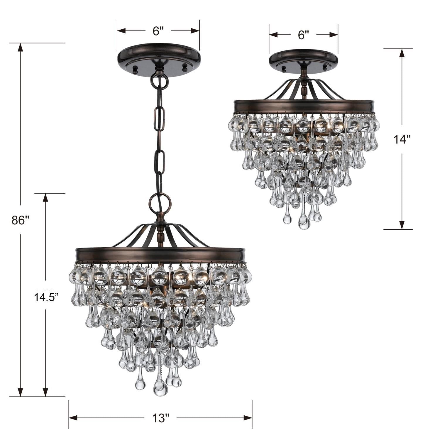 Calypso 13 Inch 3 Light Mini Chandelier by Crystorama