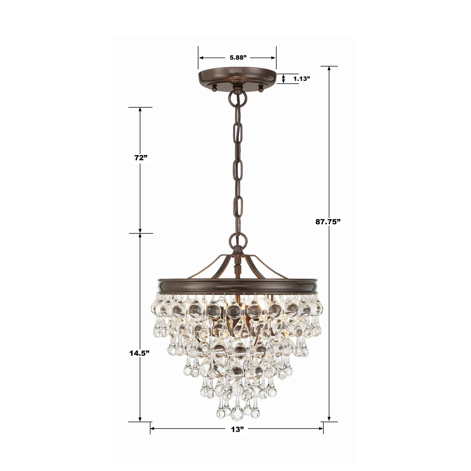 Calypso 13 Inch 3 Light Mini Chandelier by Crystorama