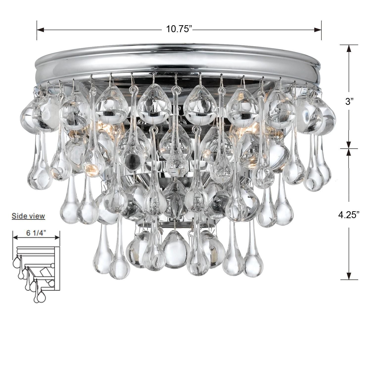 Crystorama Calypso 1 Light Polished Chrome Crystal Wall Sconce