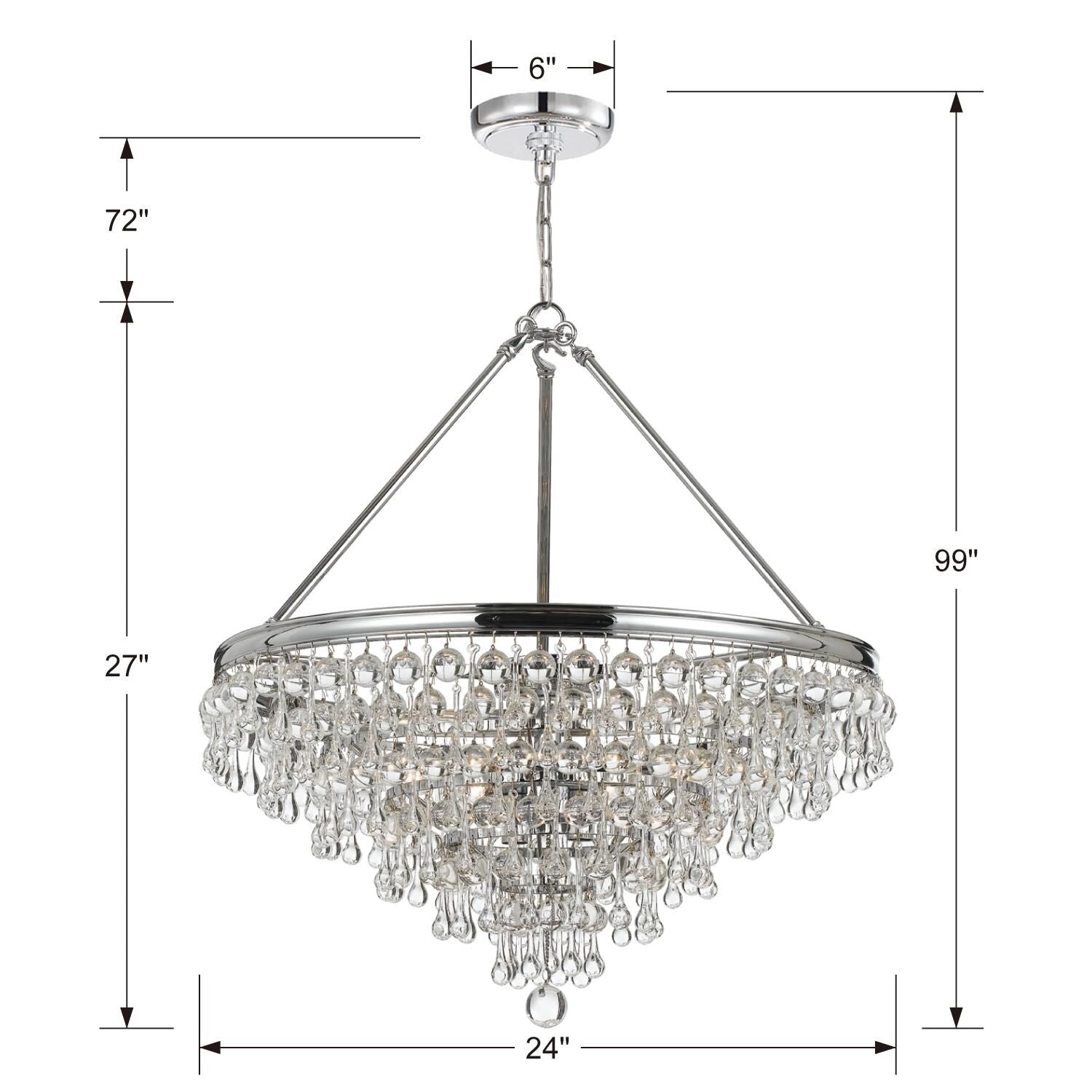 Calypso 25 Inch 8-Light Chandelier - Vibrant Gold Finish