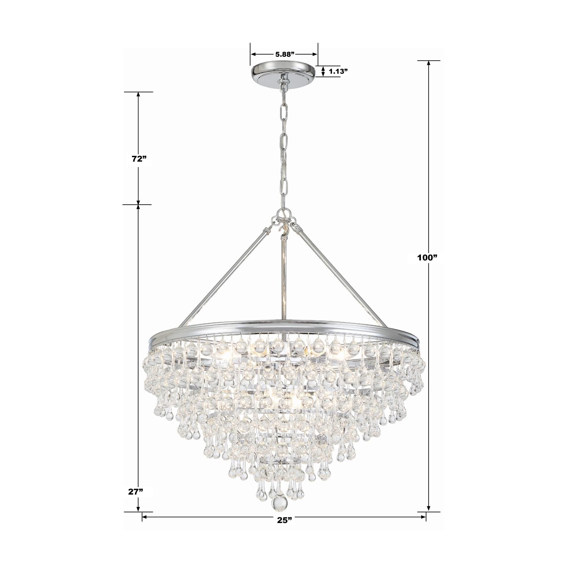 Calypso 25 Inch 8-Light Chandelier - Vibrant Gold Finish