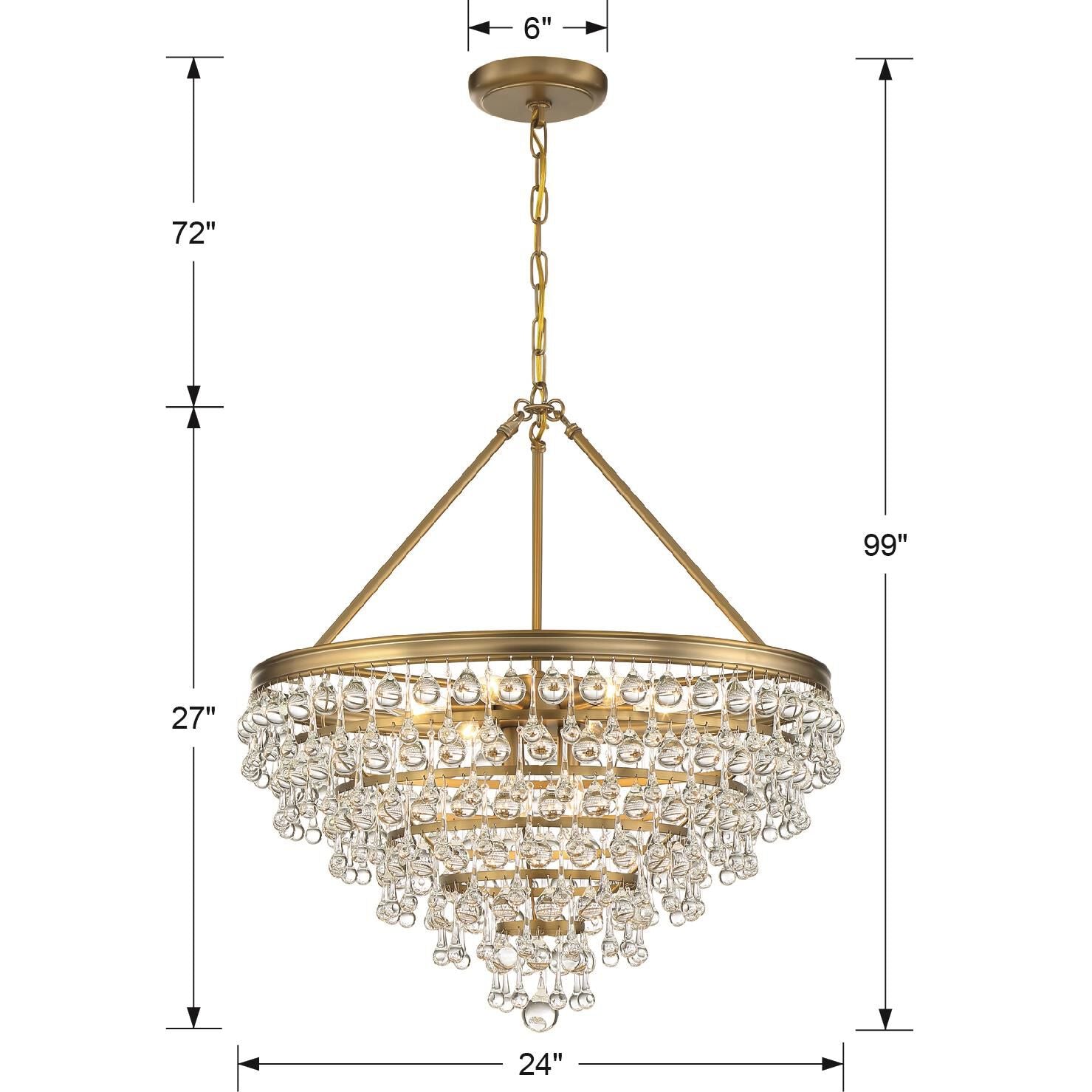 Calypso 25 Inch 8-Light Chandelier - Vibrant Gold Finish