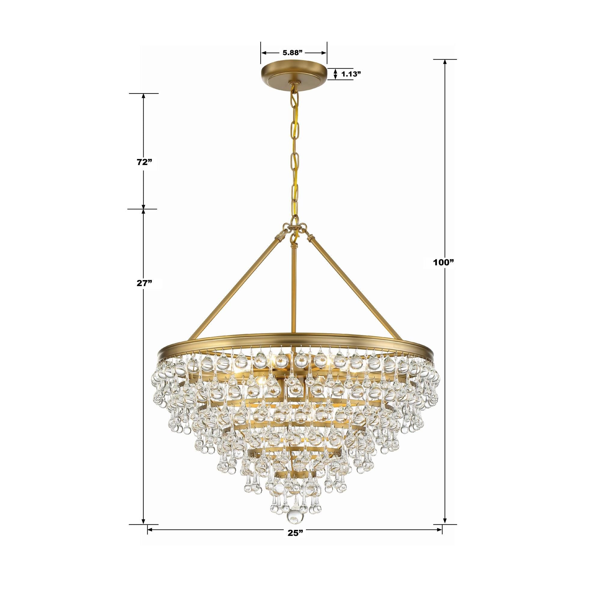 Calypso 25 Inch 8-Light Chandelier - Vibrant Gold Finish