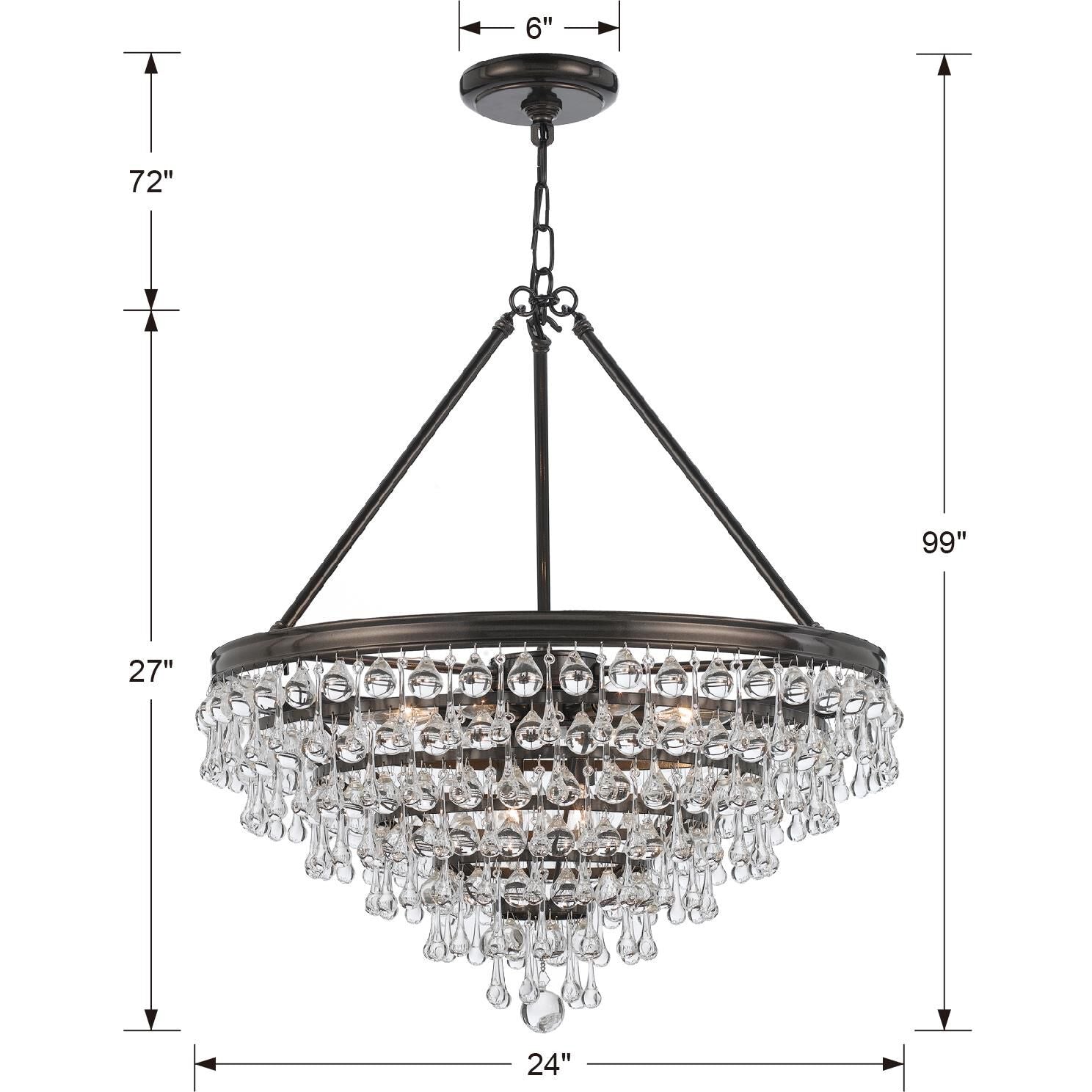Calypso 25 Inch 8-Light Chandelier - Vibrant Gold Finish