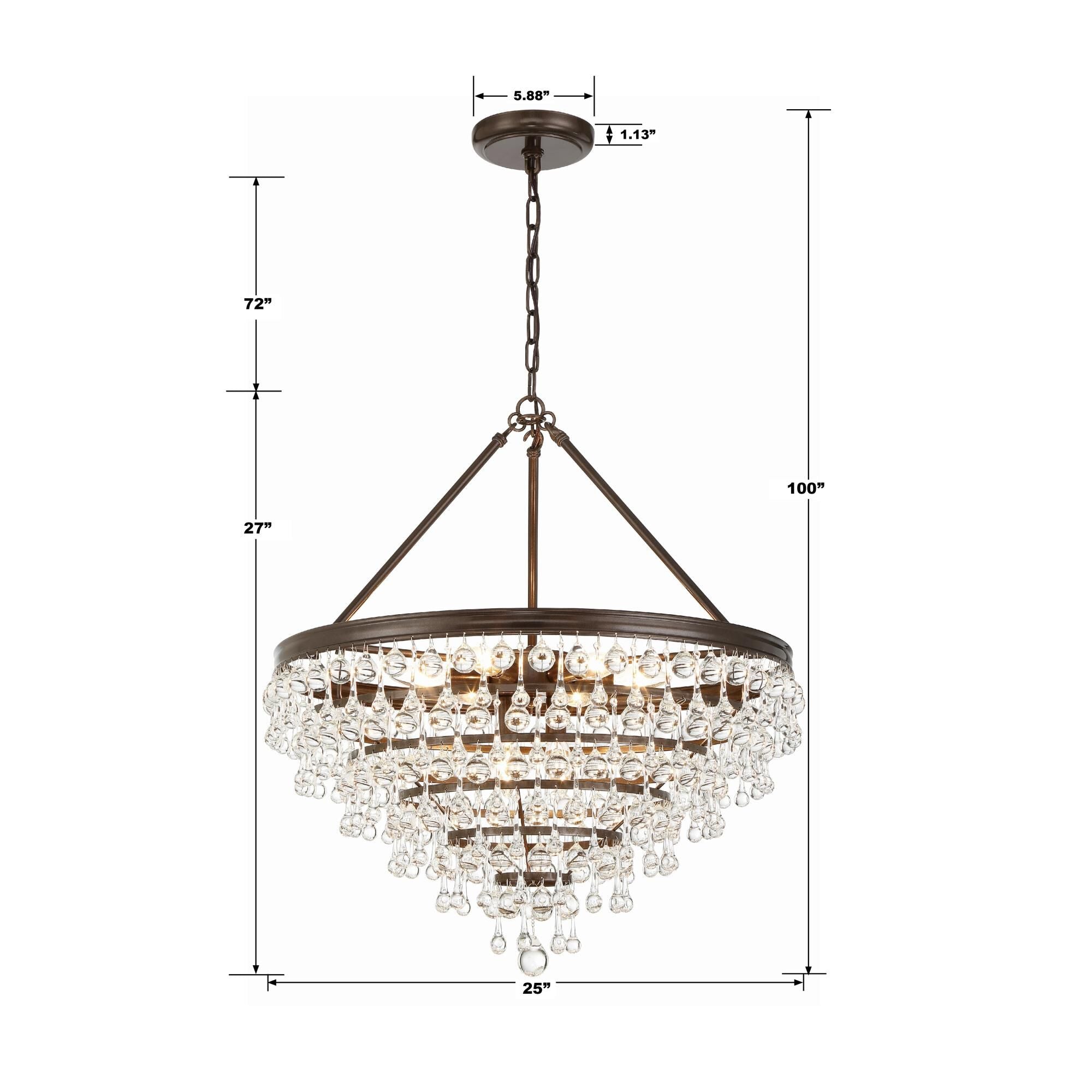 Calypso 25 Inch 8-Light Chandelier - Vibrant Gold Finish
