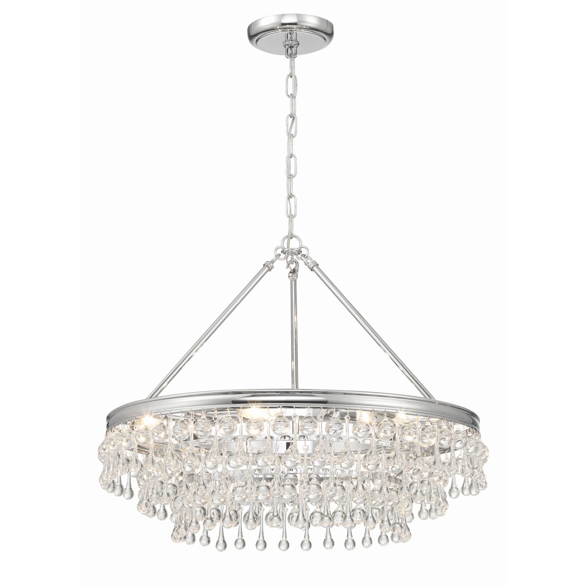 Calypso 25 Inch 6-Light Polished Chrome Crystal Chandelier