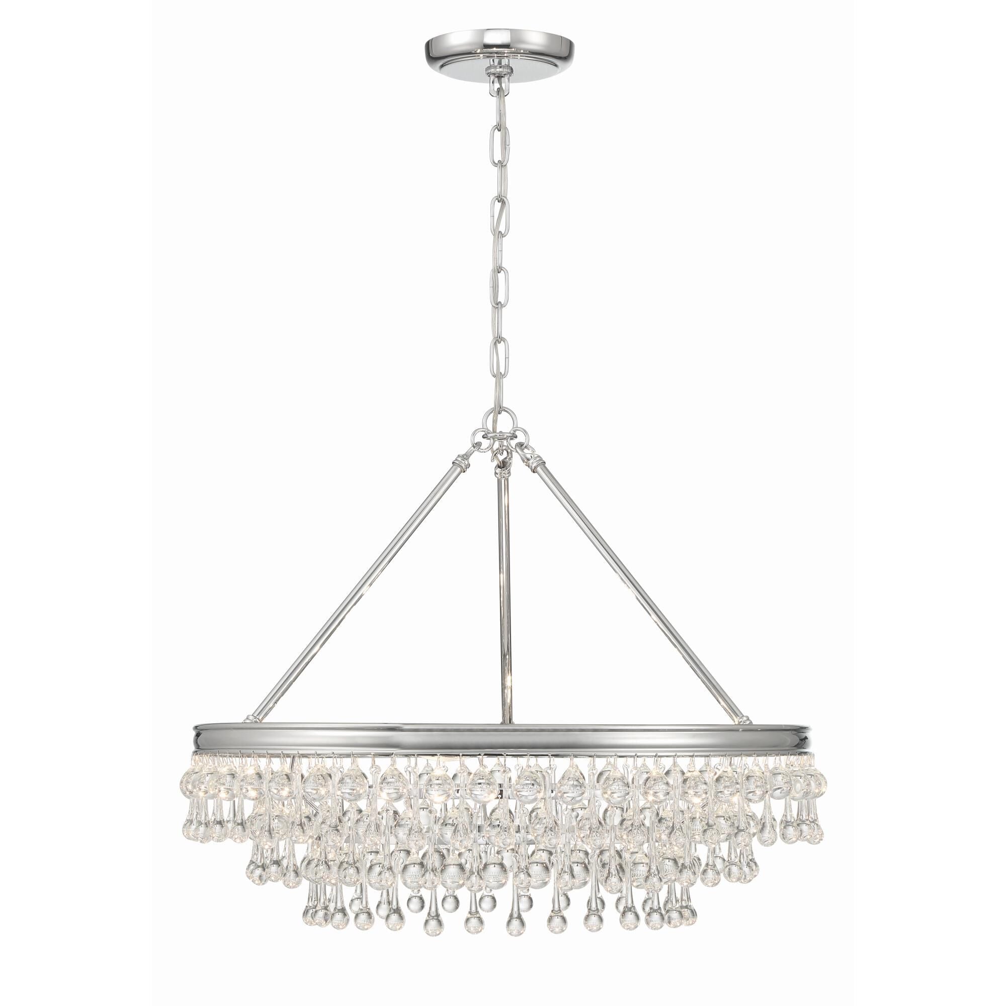 Calypso 25 Inch 6-Light Polished Chrome Crystal Chandelier