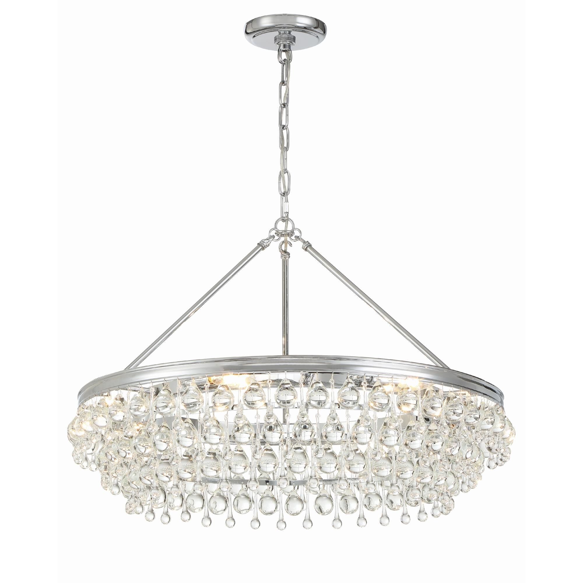 Calypso 30 Inch 6 Light Chrome Chandelier with Glass Crystals