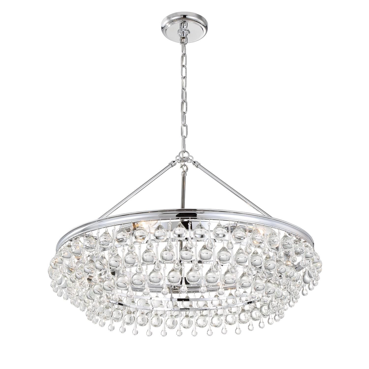 Calypso 30 Inch 6 Light Chrome Chandelier with Glass Crystals