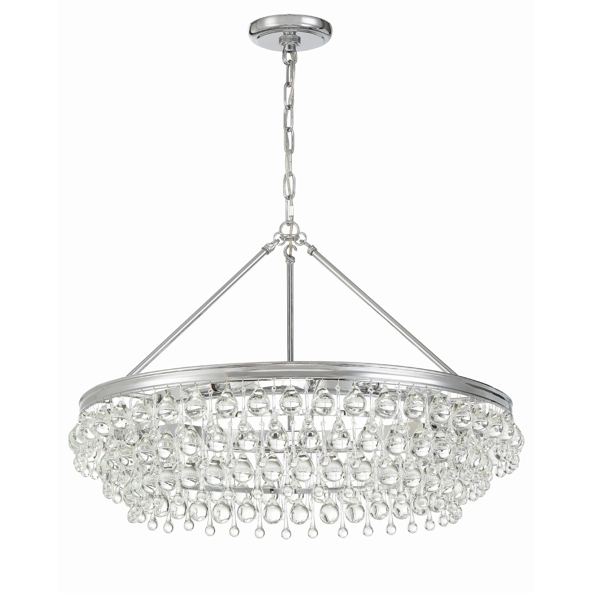 Calypso 30 Inch 6 Light Chrome Chandelier with Glass Crystals