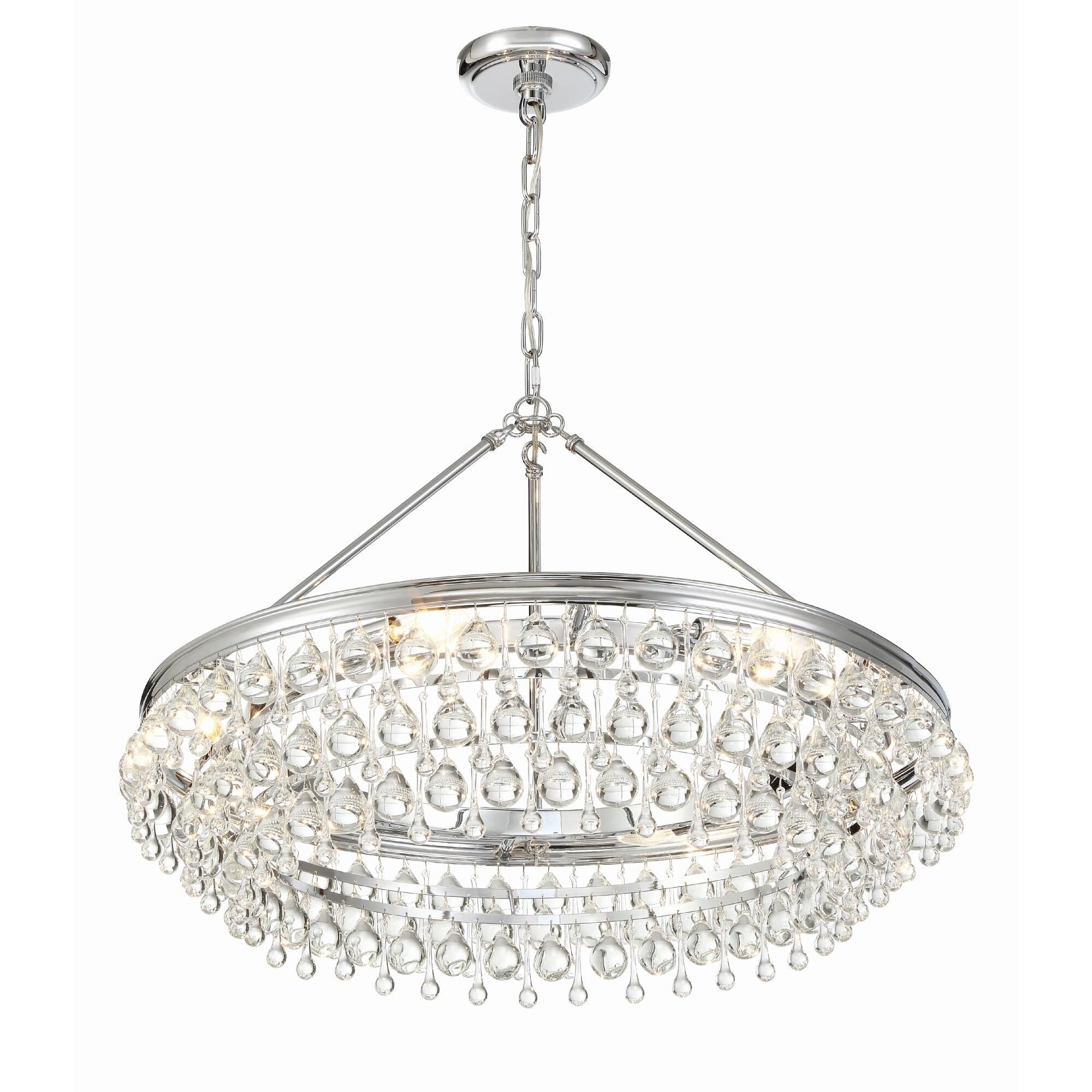 Calypso 30 Inch 6 Light Chrome Chandelier with Glass Crystals