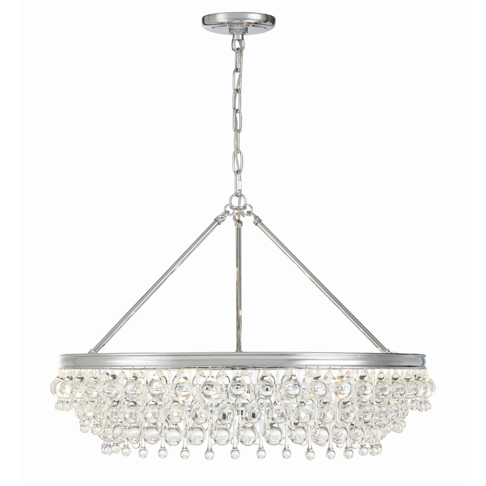 Calypso 30 Inch 6 Light Chrome Chandelier with Glass Crystals