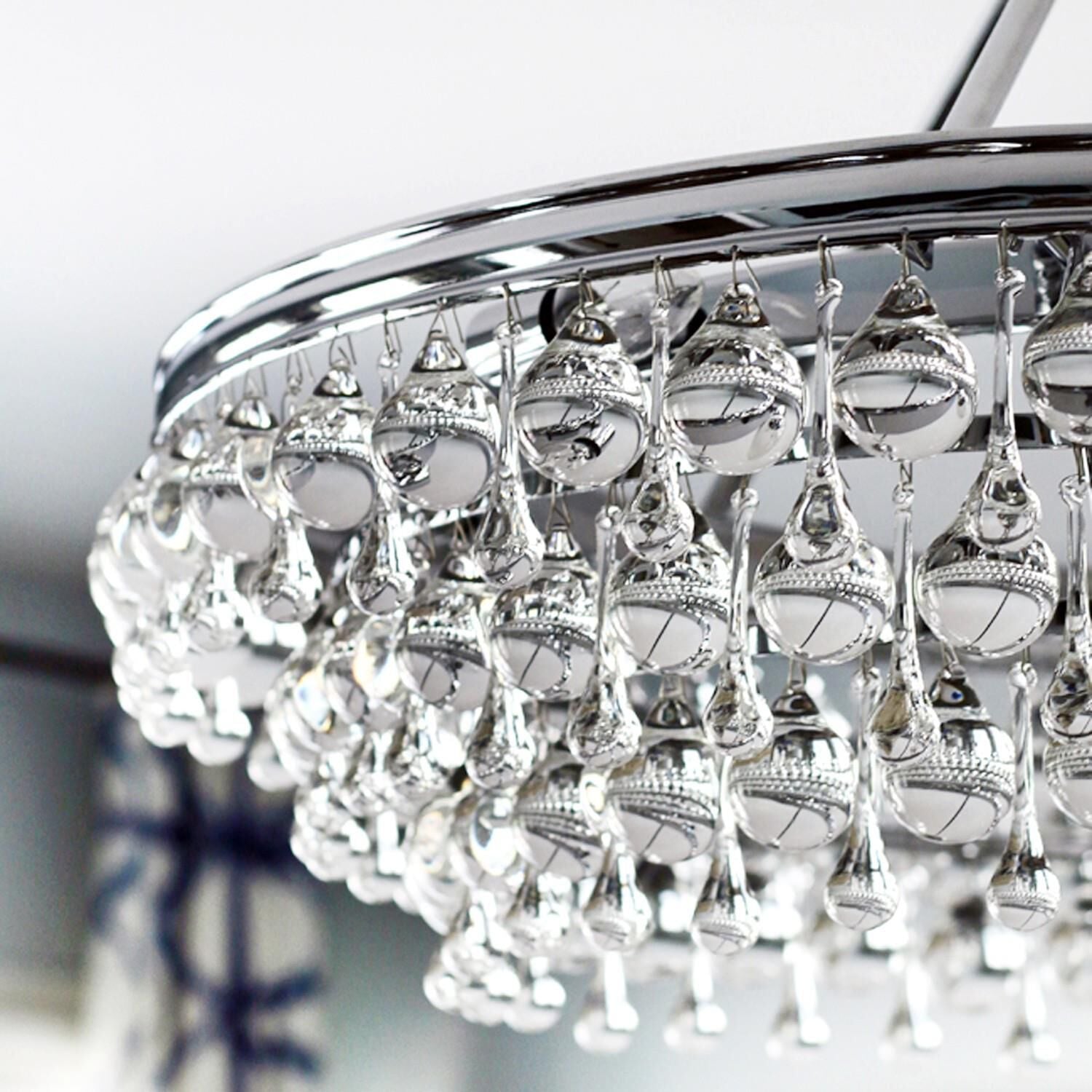 Calypso 30 Inch 6 Light Chrome Chandelier with Glass Crystals