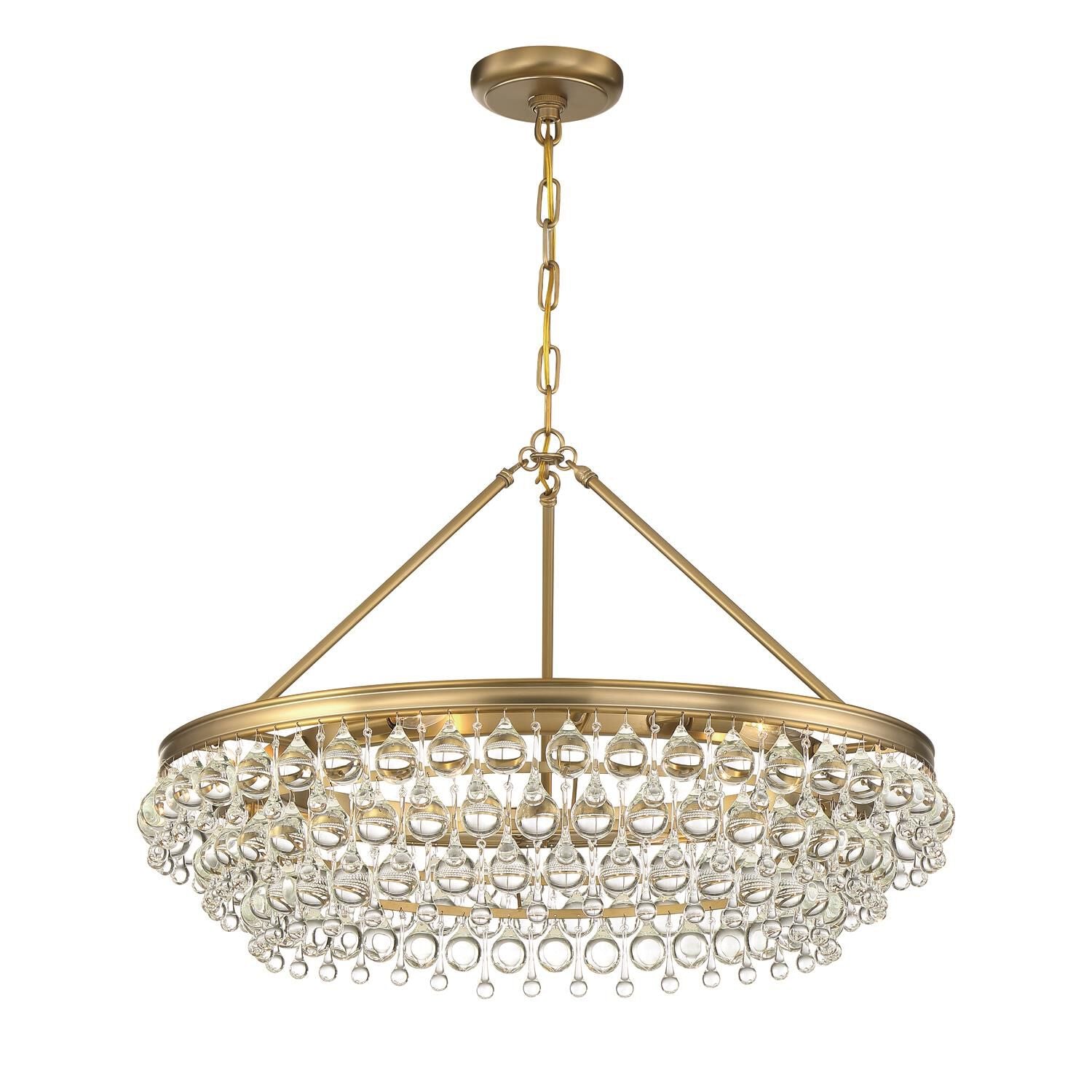 Calypso 30 Inch 6 Light Chrome Chandelier with Glass Crystals