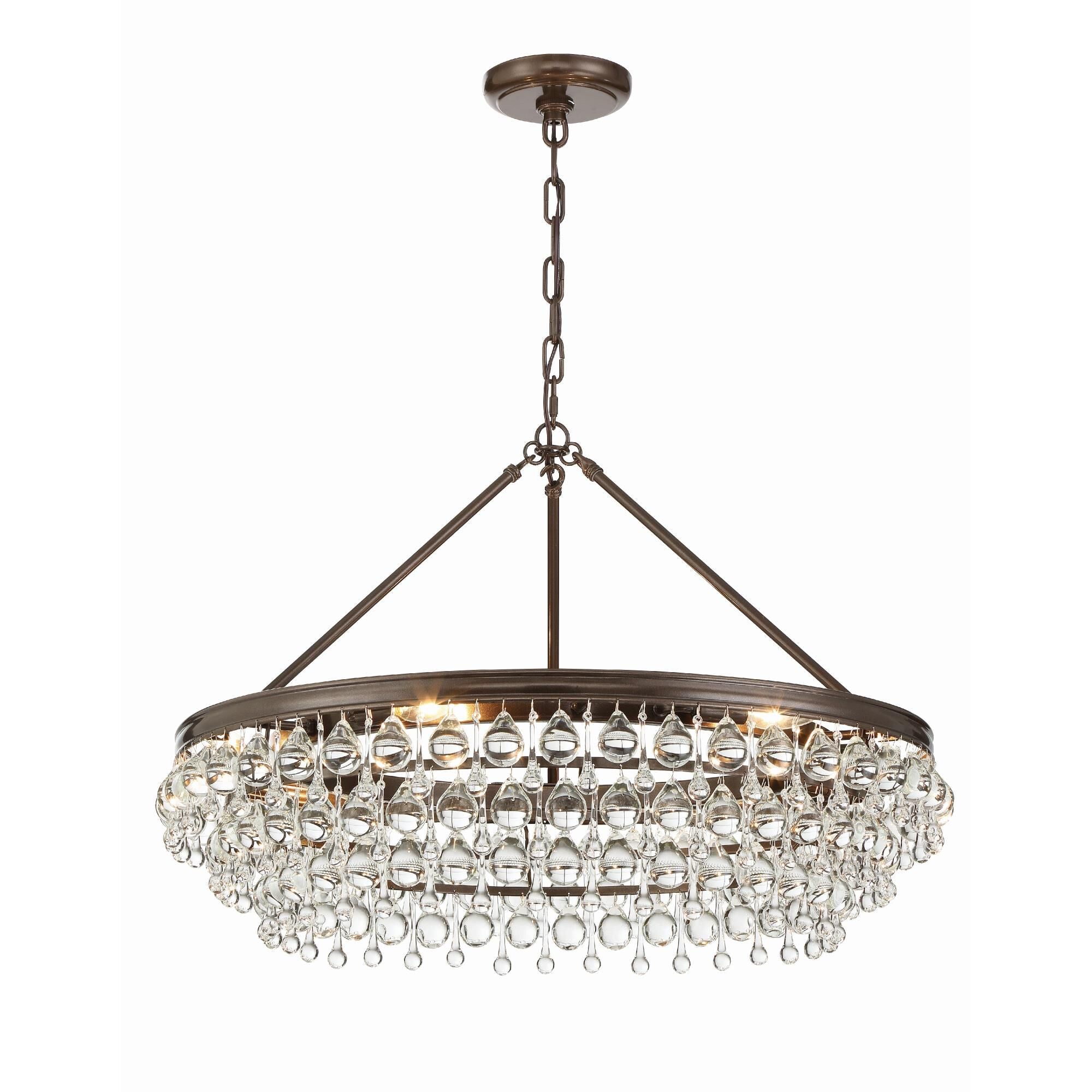 Calypso 30 Inch 6 Light Chrome Chandelier with Glass Crystals