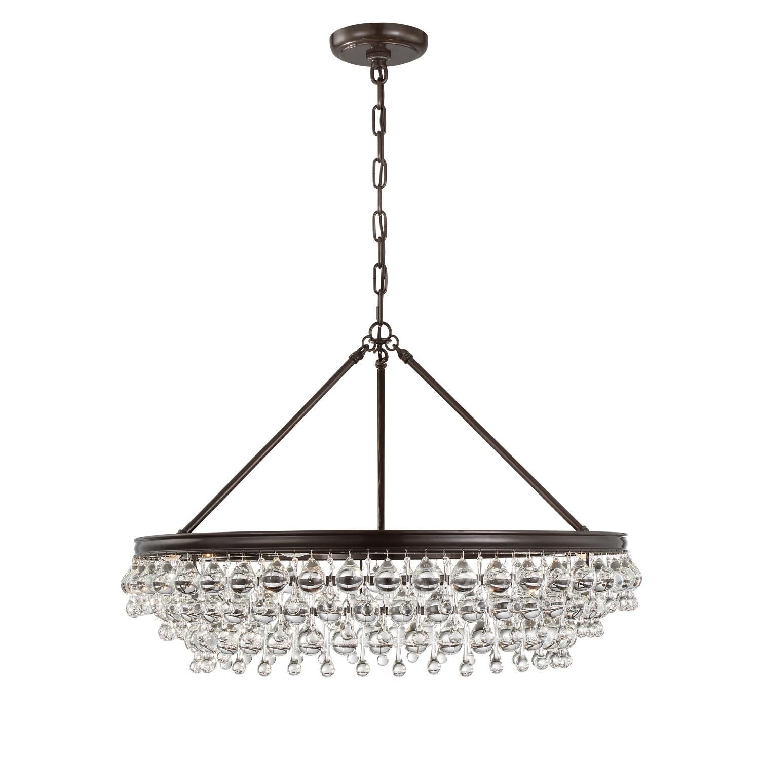 Calypso 30 Inch 6 Light Chrome Chandelier with Glass Crystals