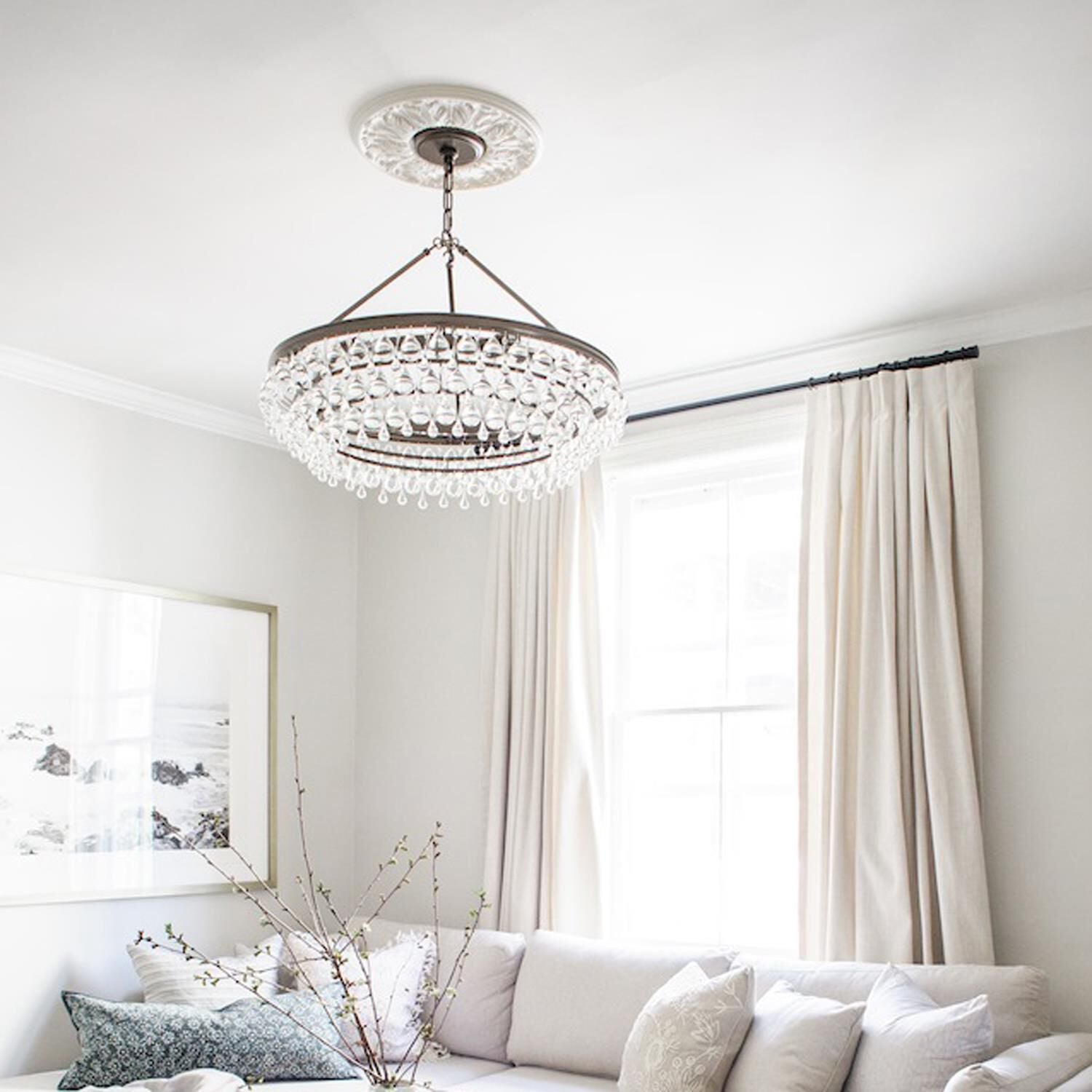 Calypso 30 Inch 6 Light Chrome Chandelier with Glass Crystals
