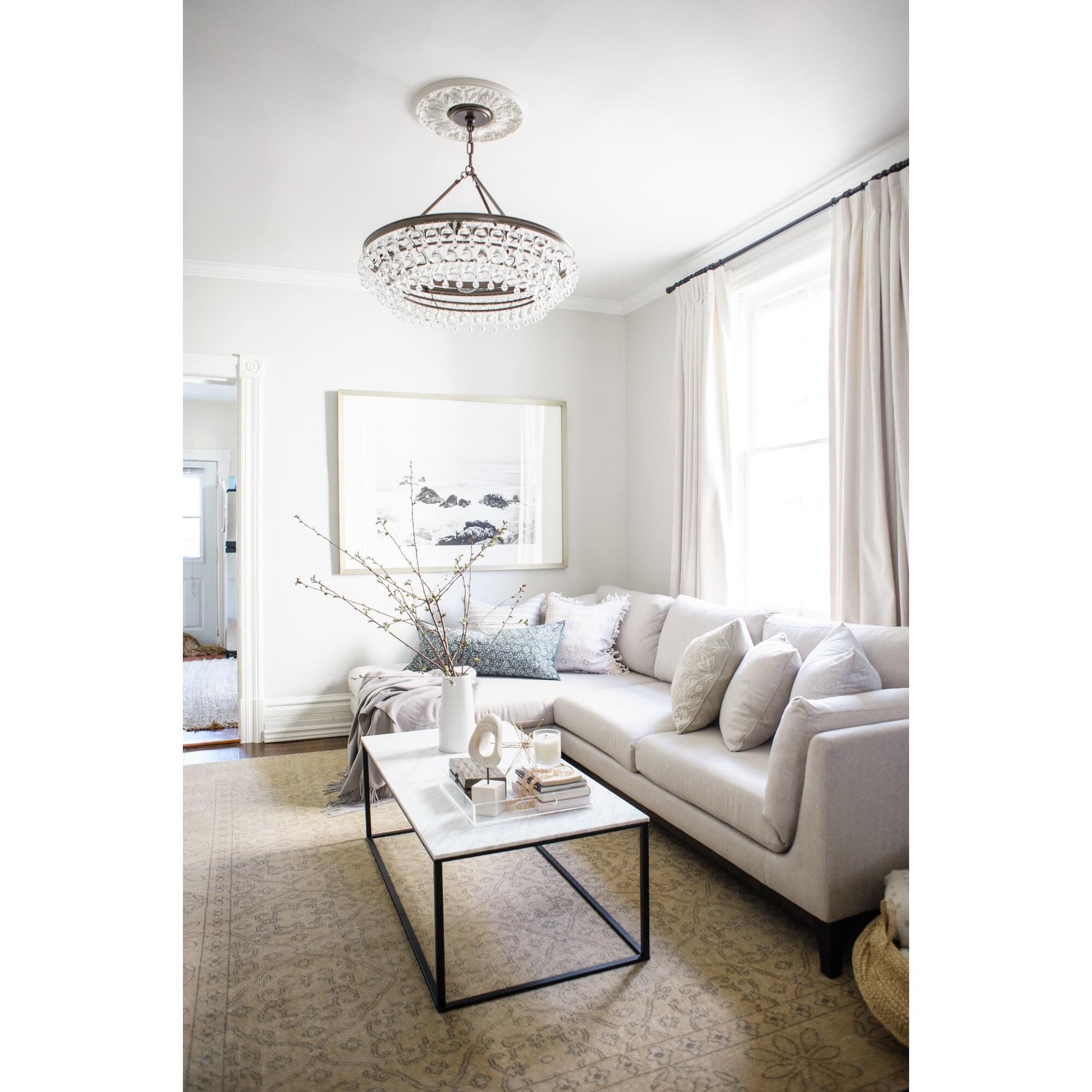 Calypso 30 Inch 6 Light Chrome Chandelier with Glass Crystals