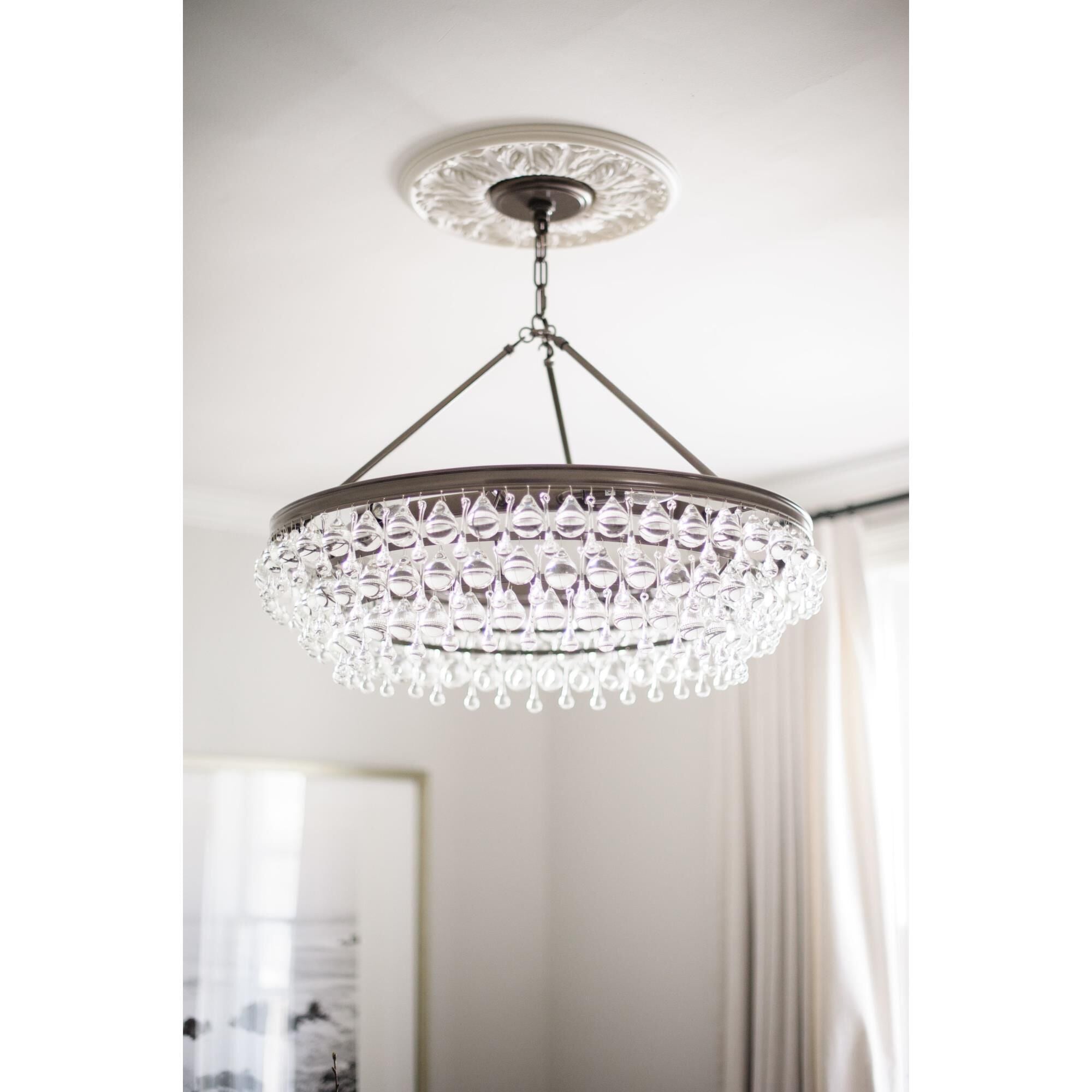 Calypso 30 Inch 6 Light Chrome Chandelier with Glass Crystals