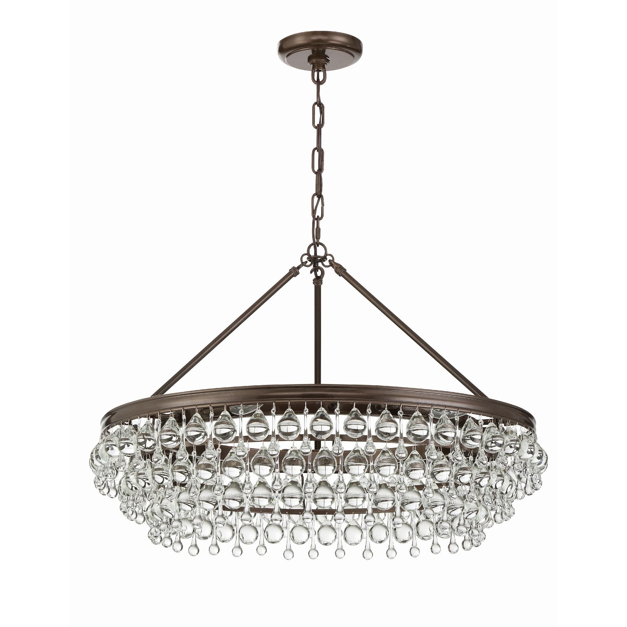 Calypso 30 Inch 6 Light Chrome Chandelier with Glass Crystals