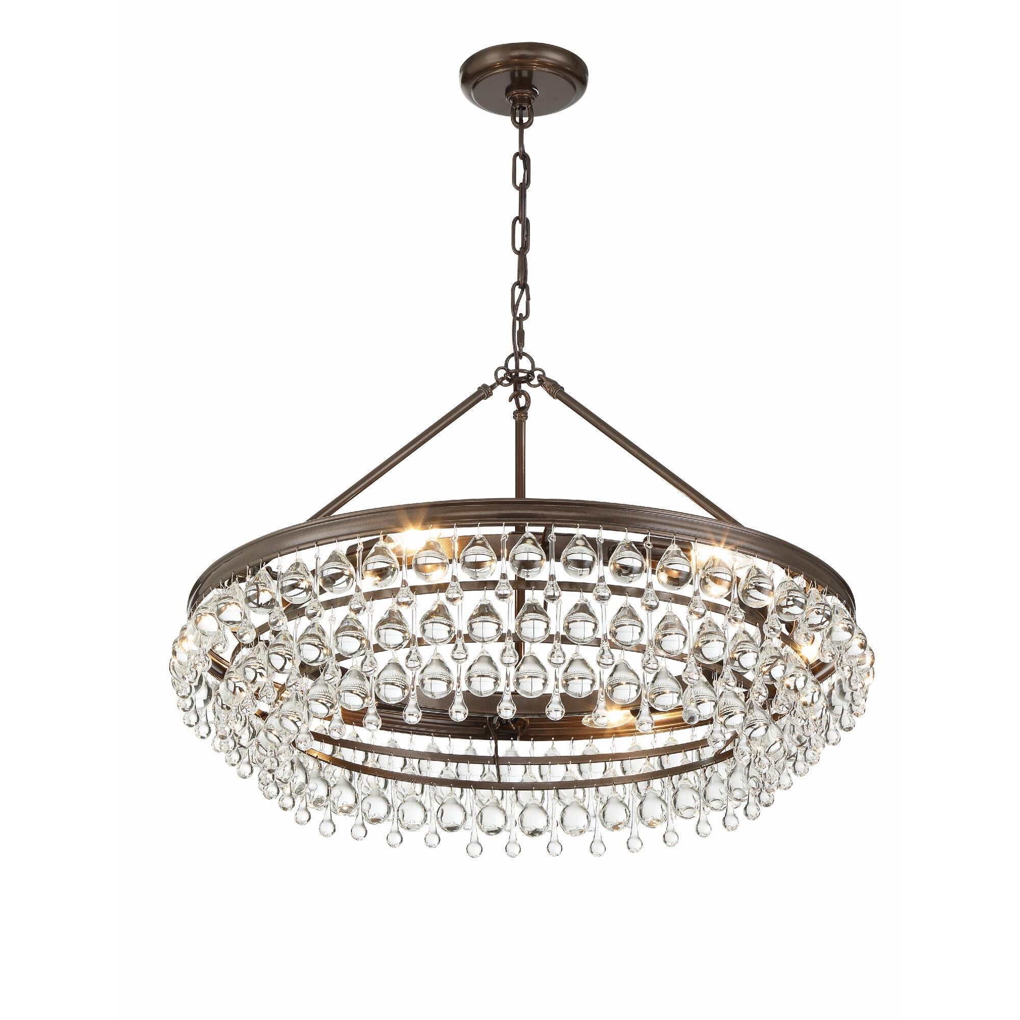 Calypso 30 Inch 6 Light Chrome Chandelier with Glass Crystals