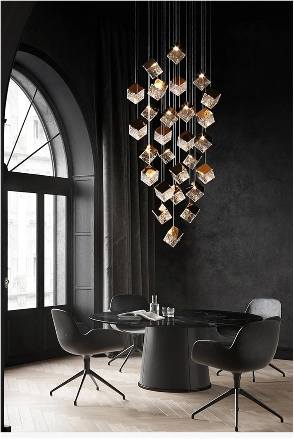 Modern G4 Led 26 Light Chandelier Glass Ice Cube Light Kitchen Living Room Ceiling Lighting Room