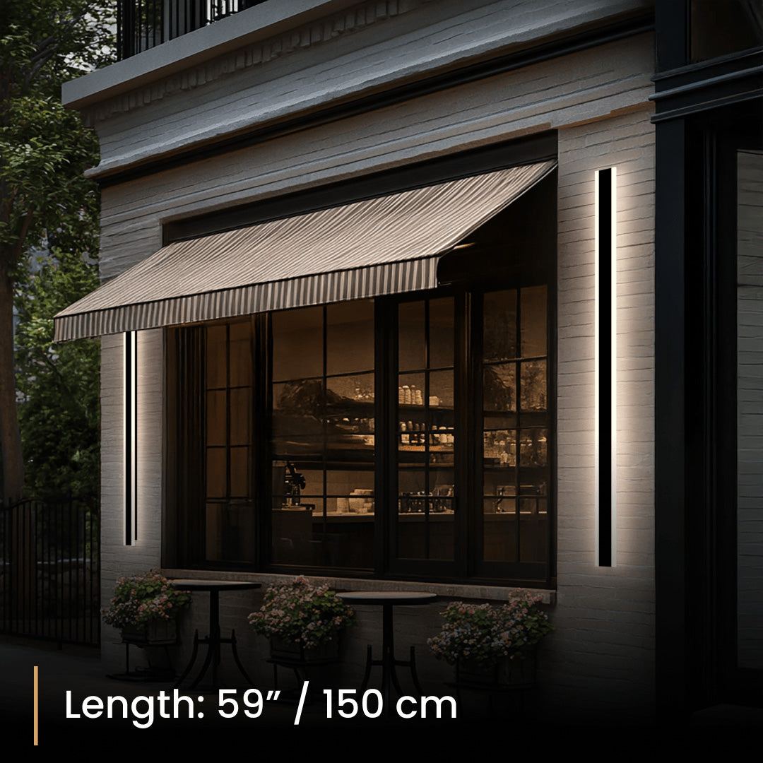 Haylen 59-Inch Modern Black Outdoor LED Wall Light, 3-Color Remote Dimming