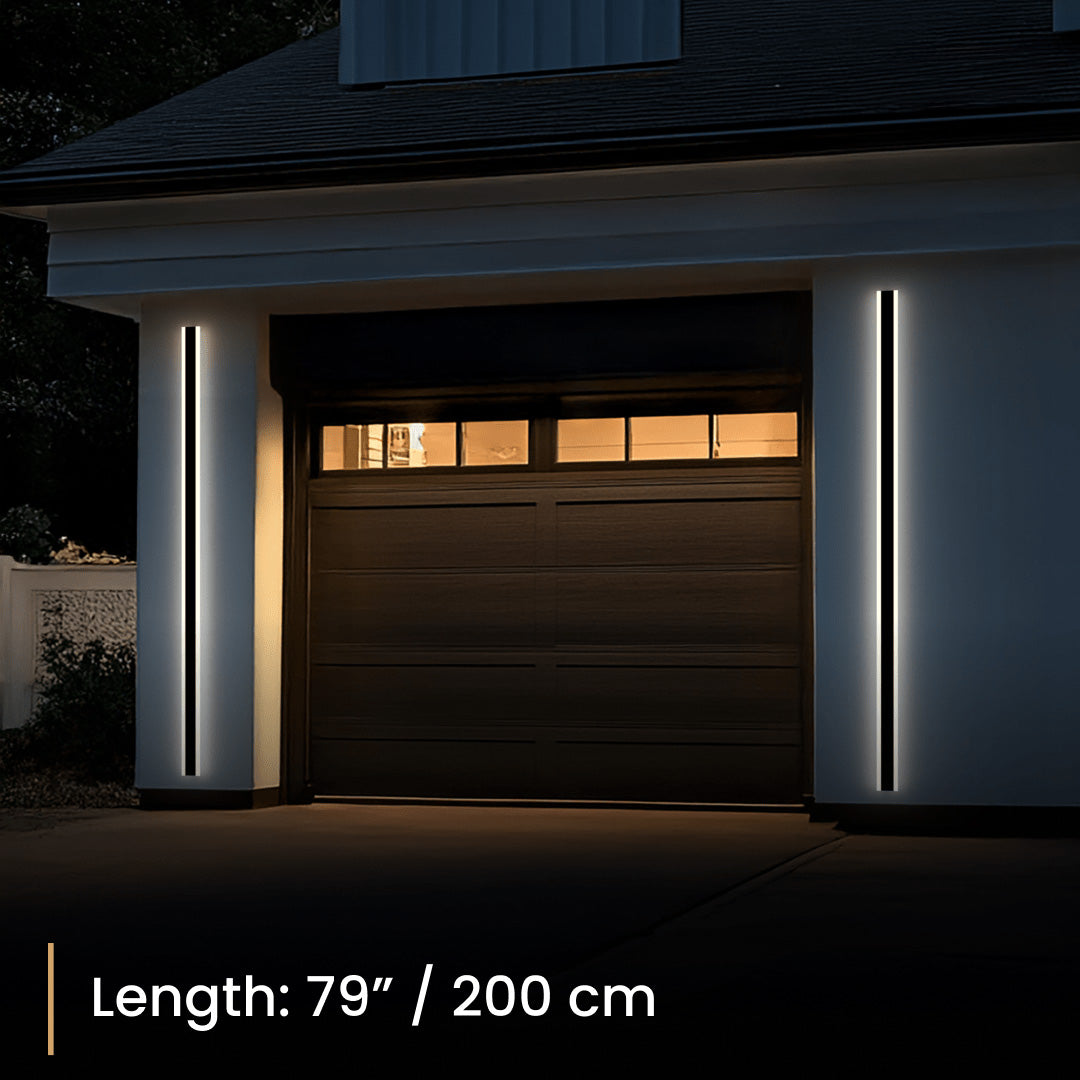 Haylen 59-Inch Modern Black Outdoor LED Wall Light, 3-Color Remote Dimming