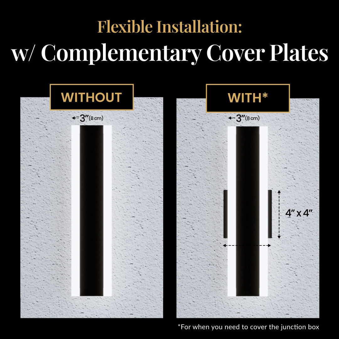 Haylen 59-Inch Modern Black Outdoor LED Wall Light, 3-Color Remote Dimming