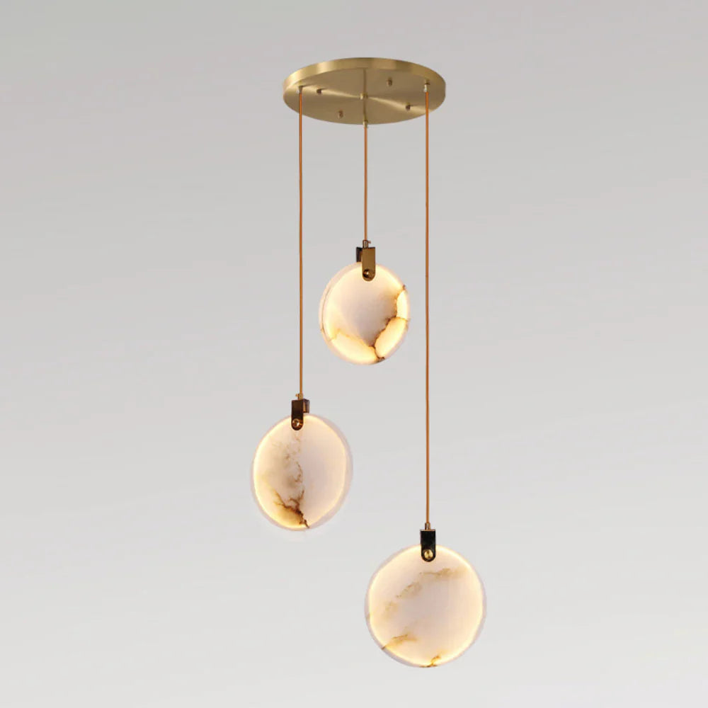 Moonshade Natural Marble Pendant Light with Adjustable Height